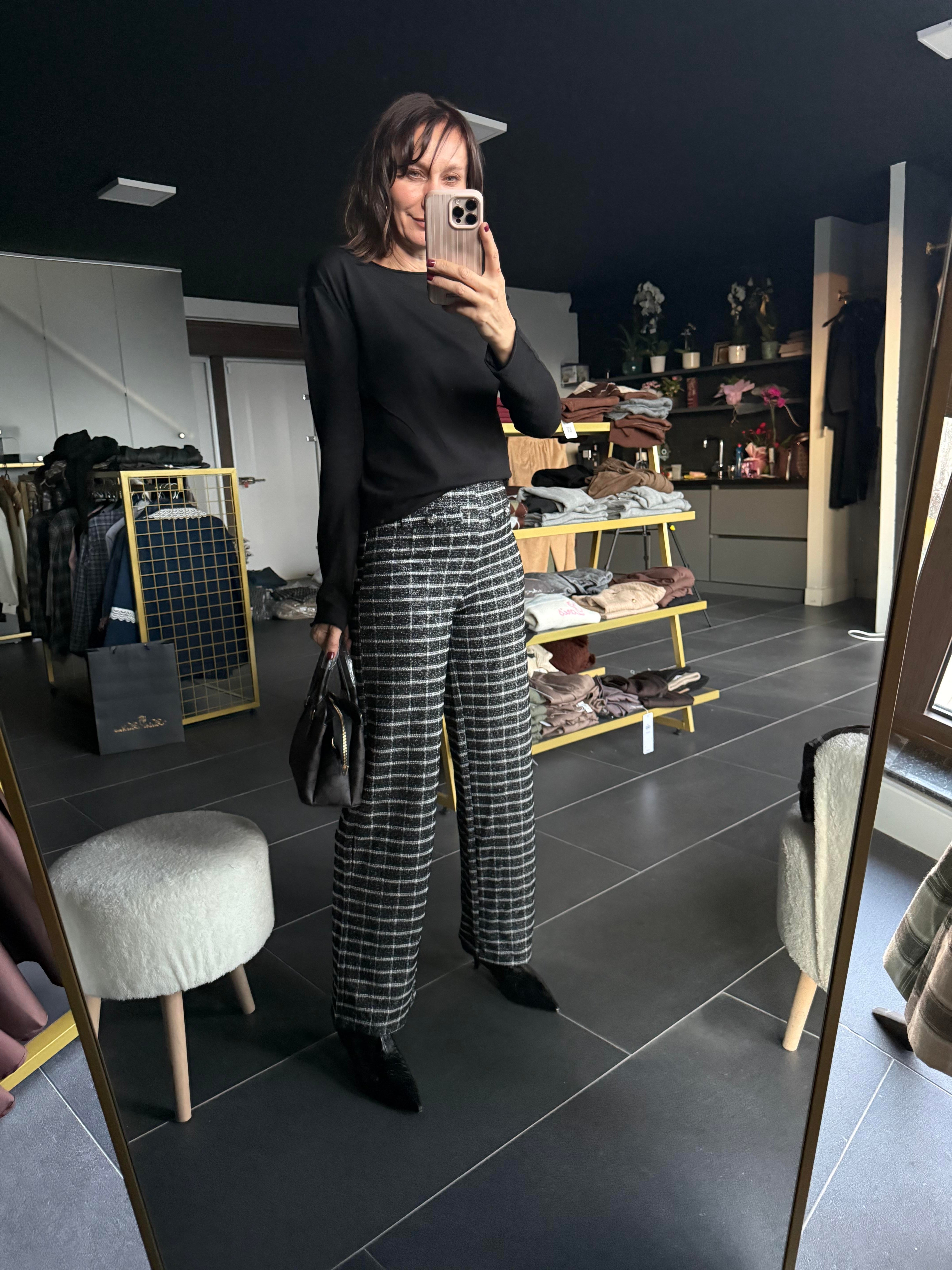 Ekose Kare Simli Pantolon