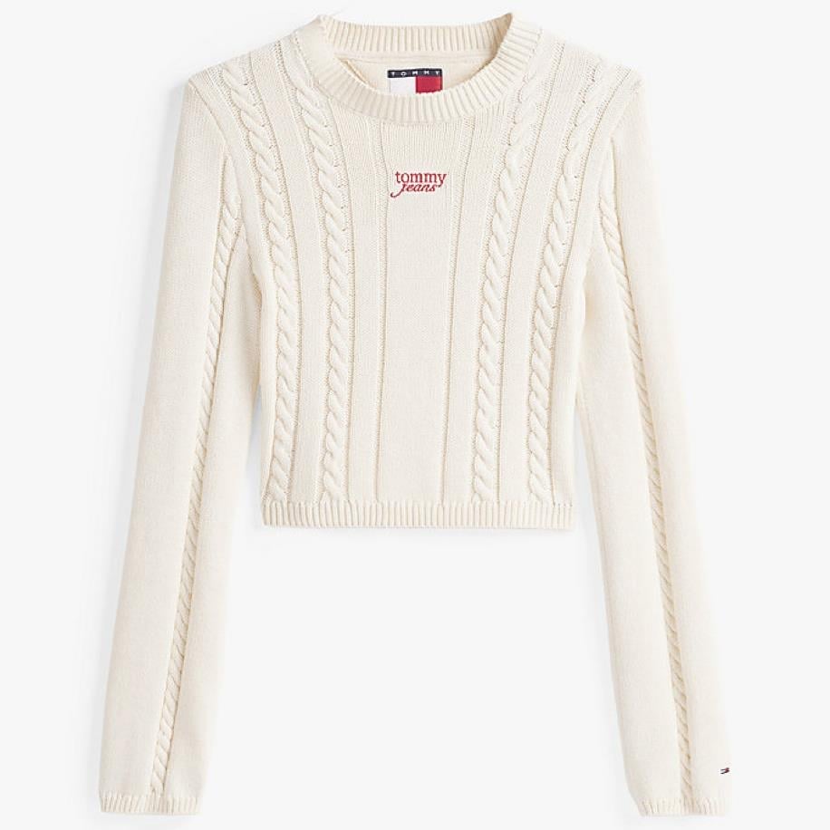 Ekru Saç Örgü Triko Kazak