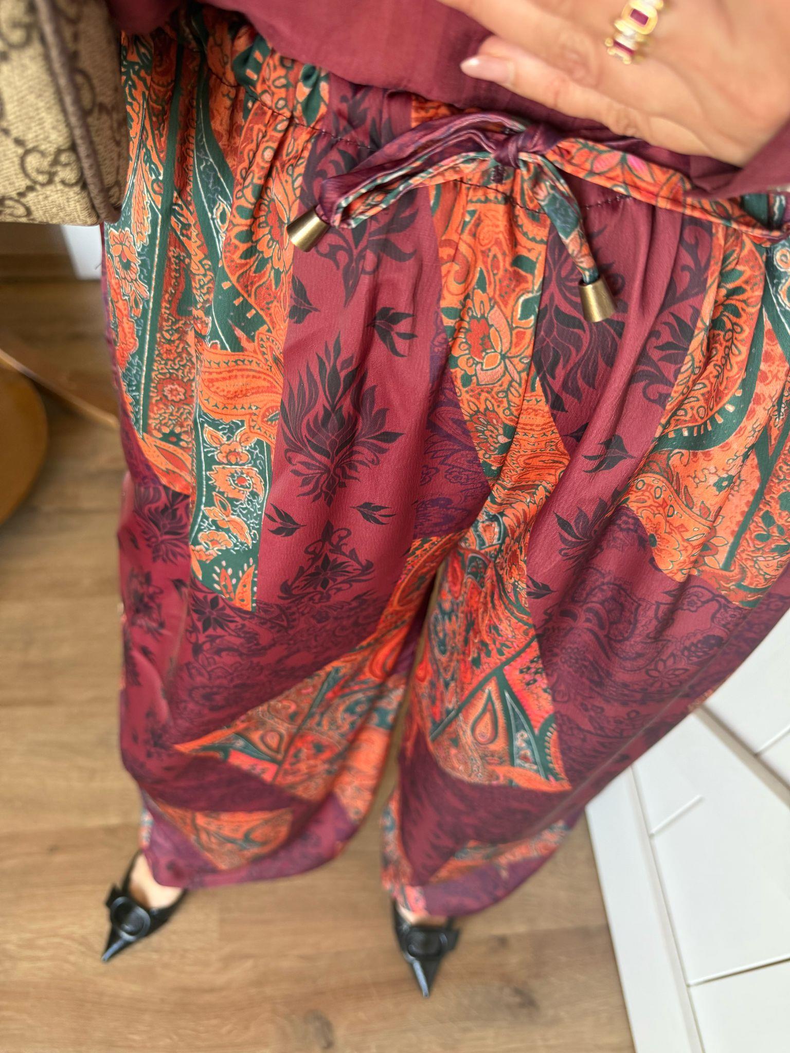 Empirme Desenli Saten Pantolon