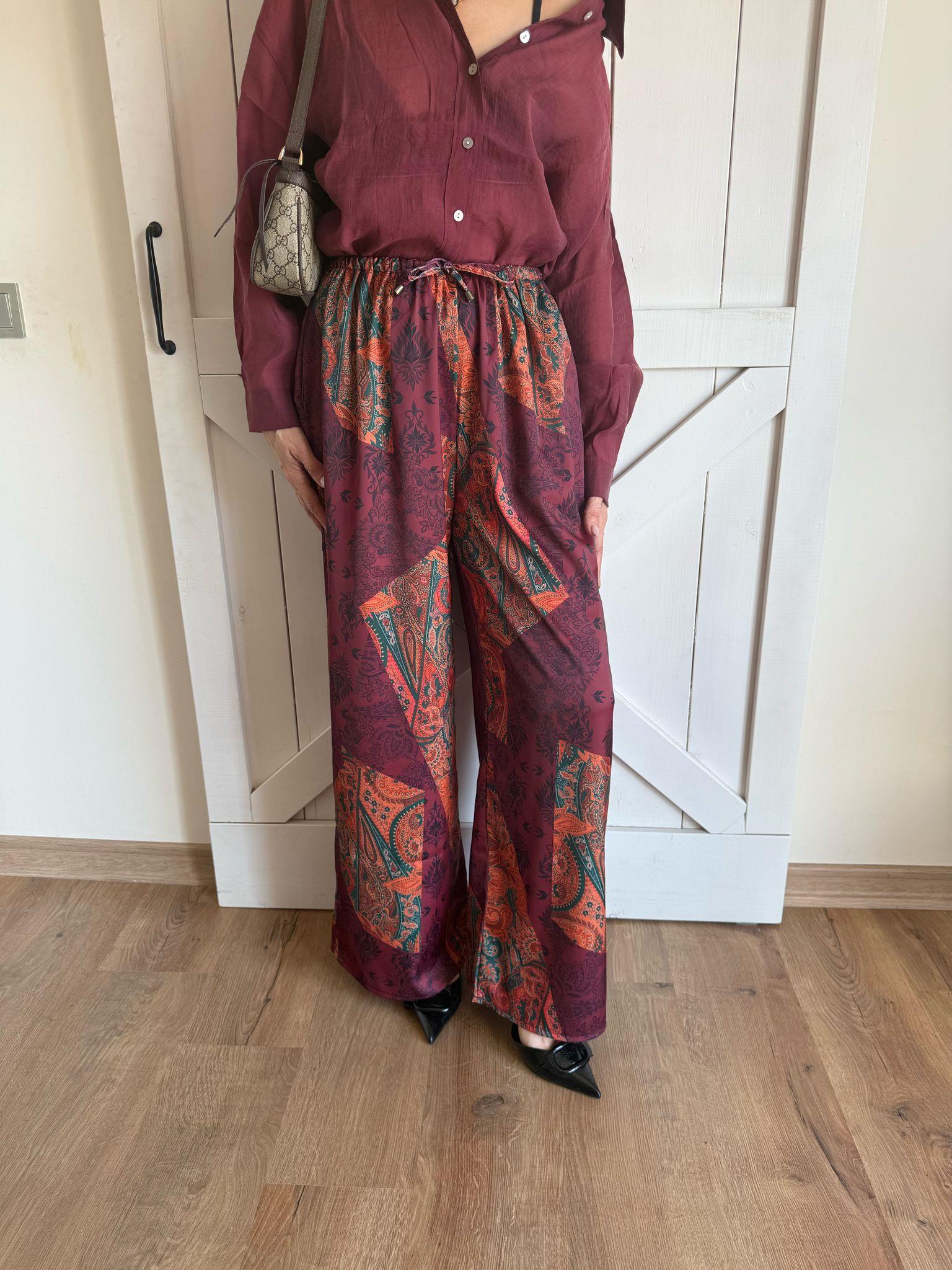 Empirme Desenli Saten Pantolon