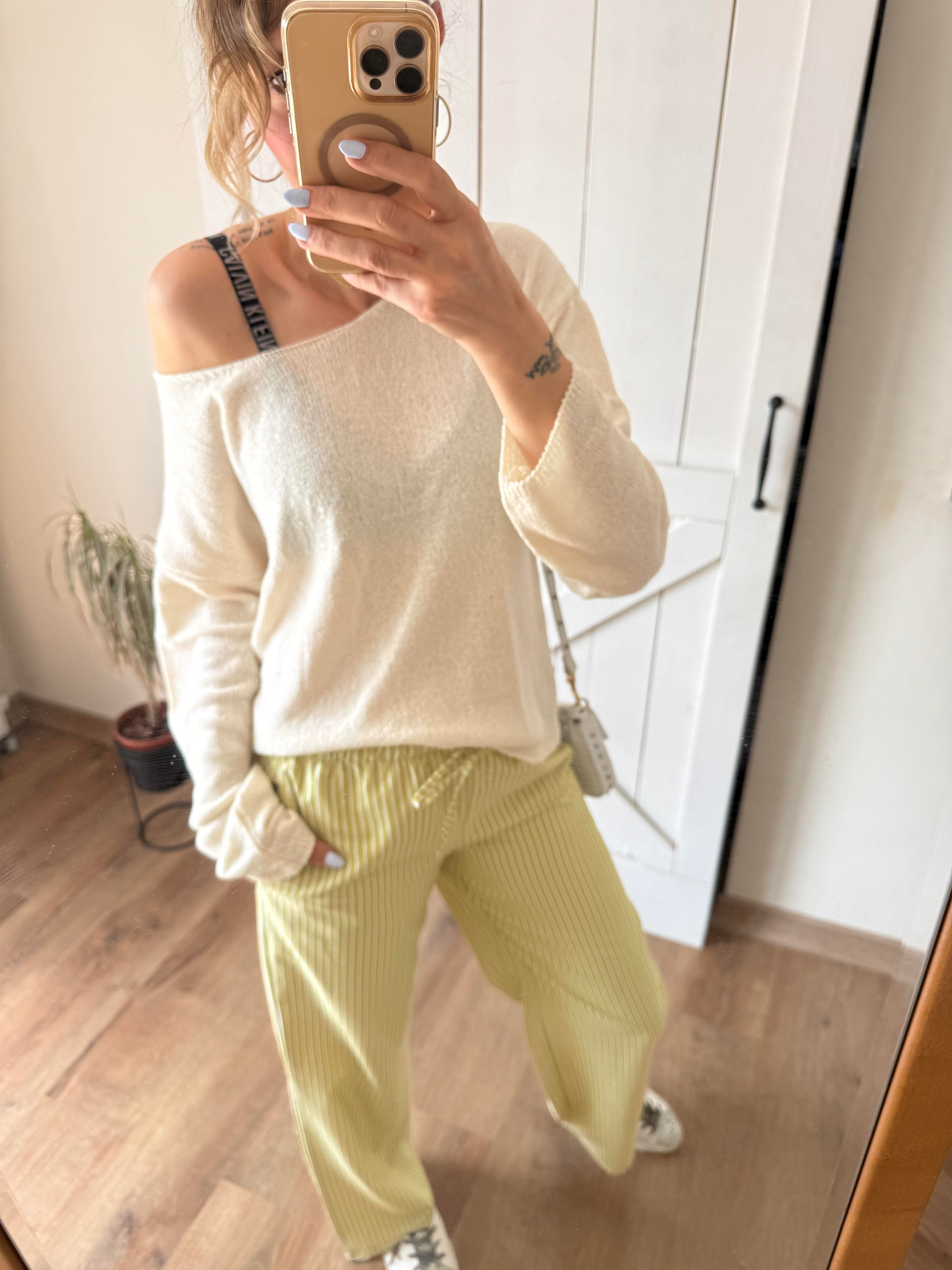 Erik Çizgili Belden Bağlamalı Pantolon