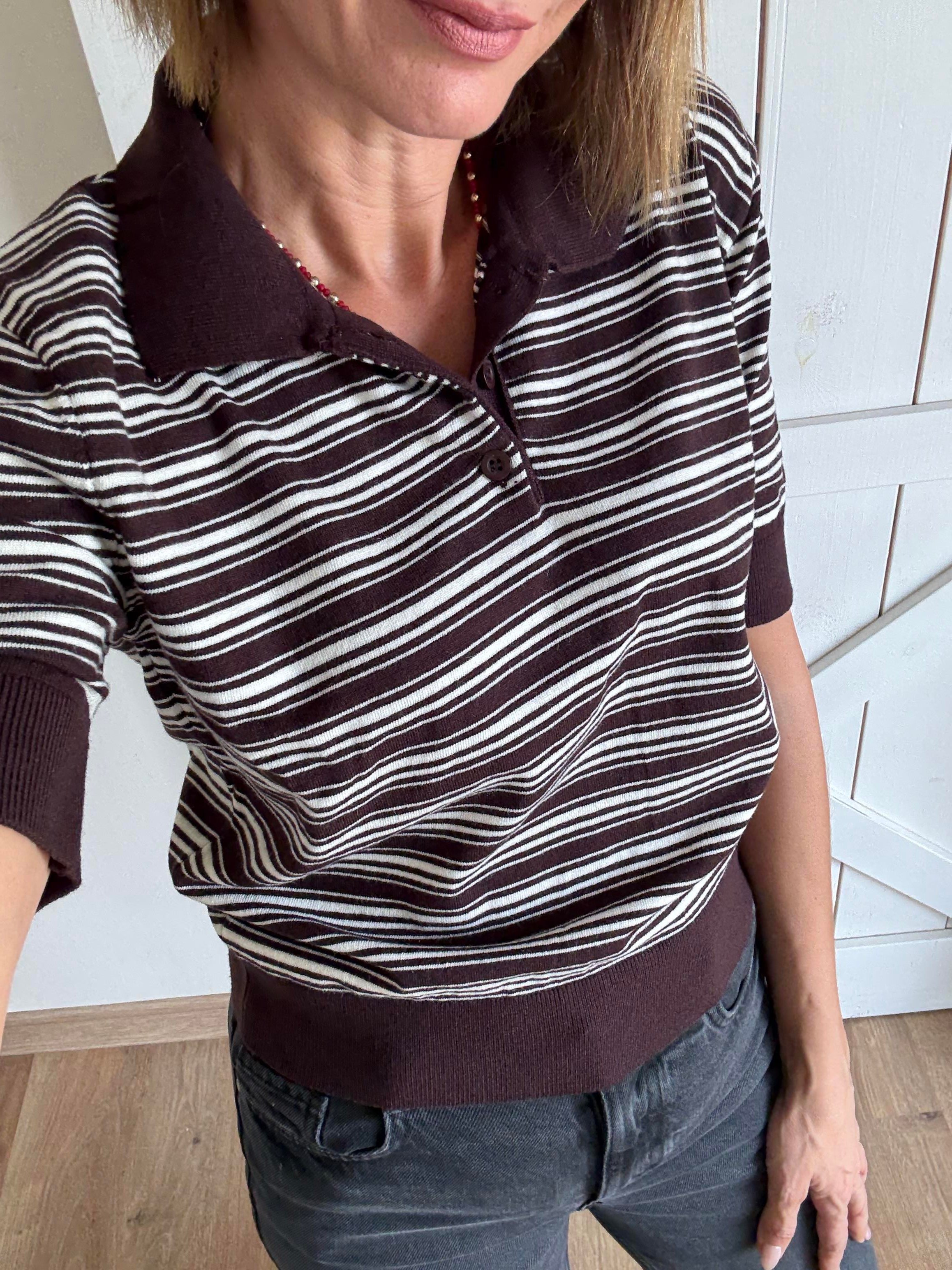 Expresso Çizgili Polo Yaka Triko