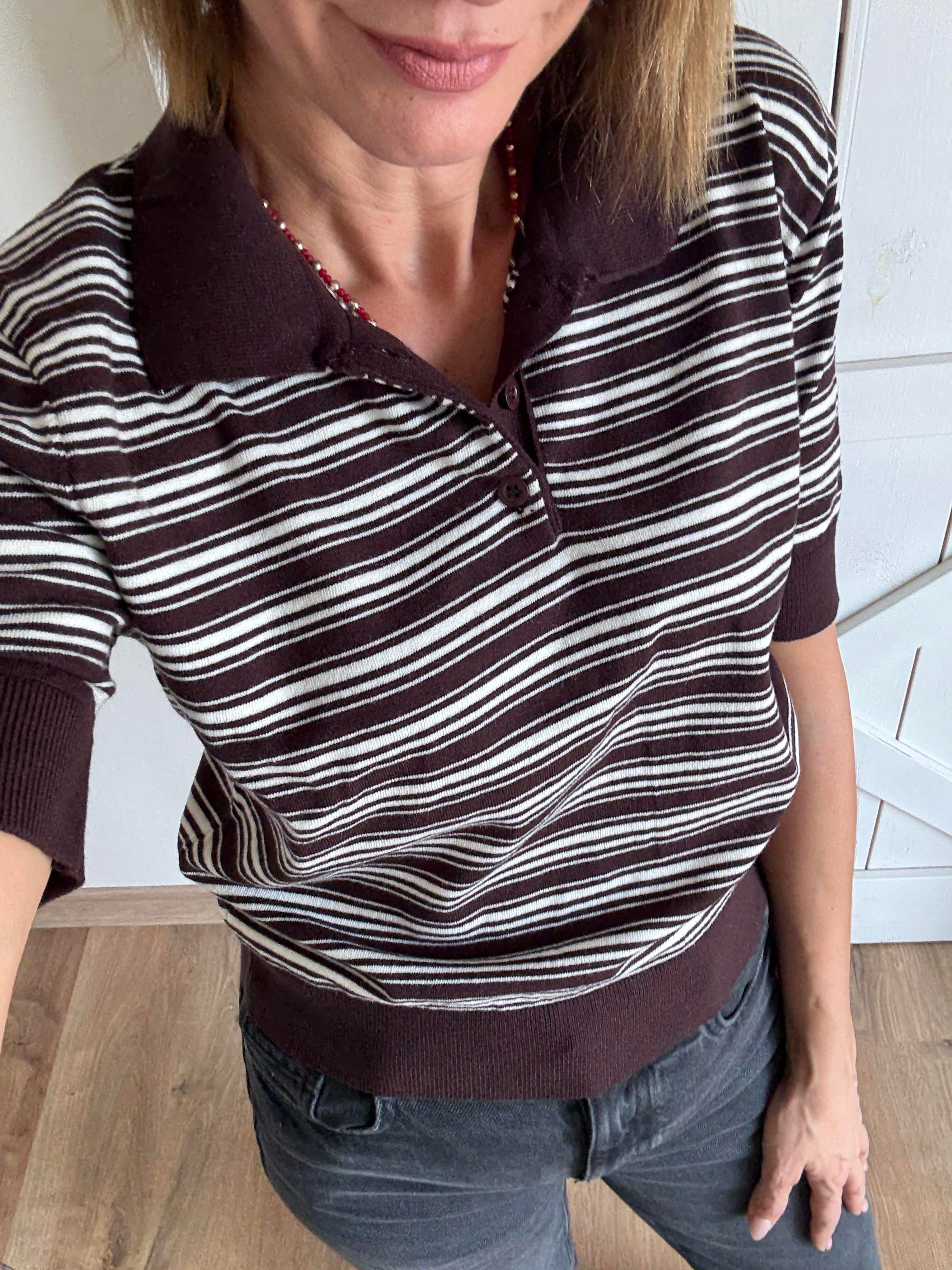 Expresso Çizgili Polo Yaka Triko