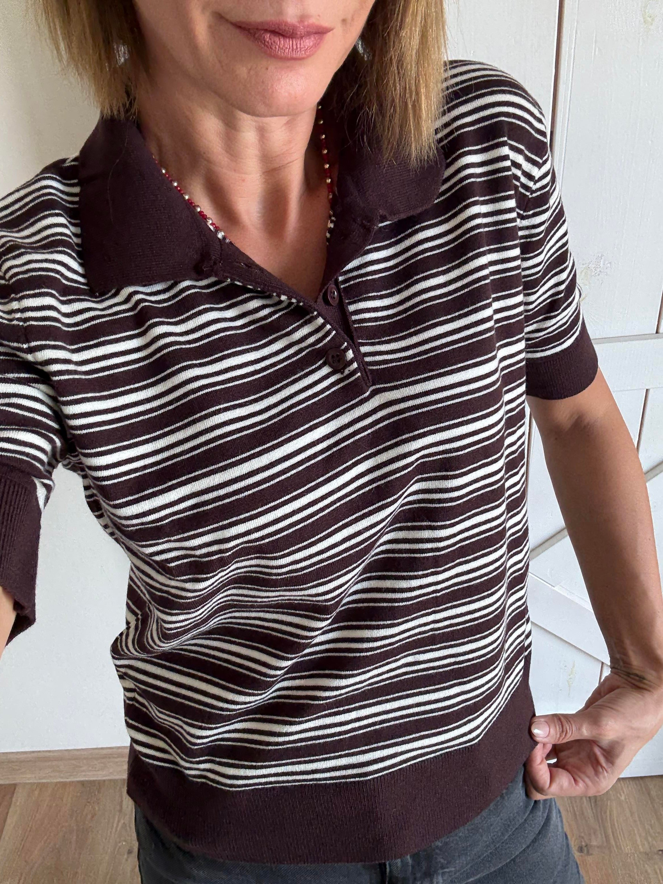 Expresso Çizgili Polo Yaka Triko