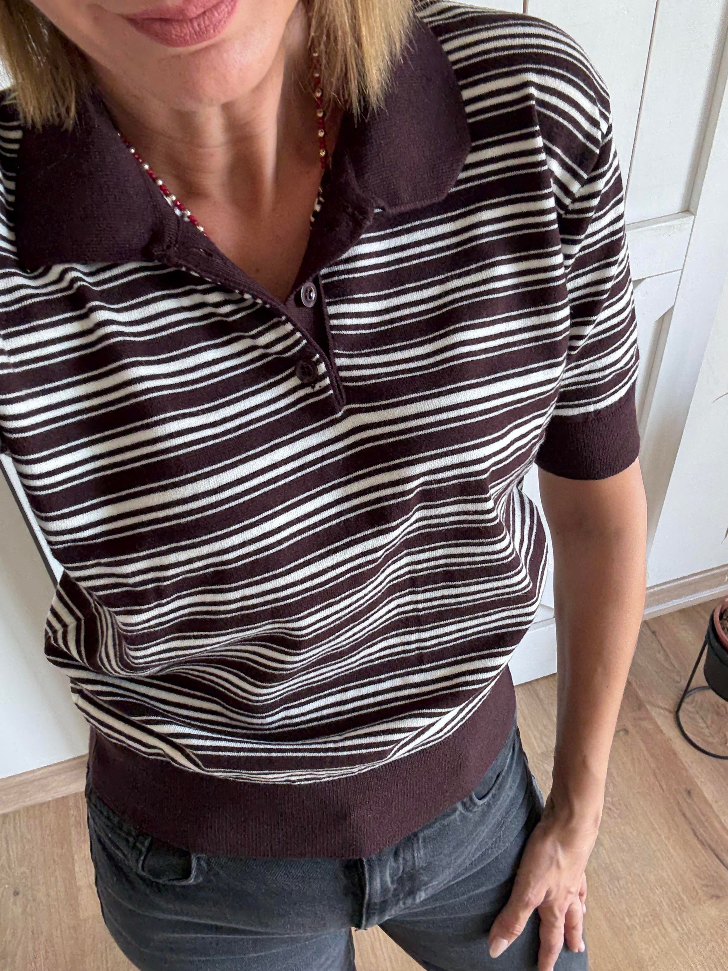 Expresso Çizgili Polo Yaka Triko