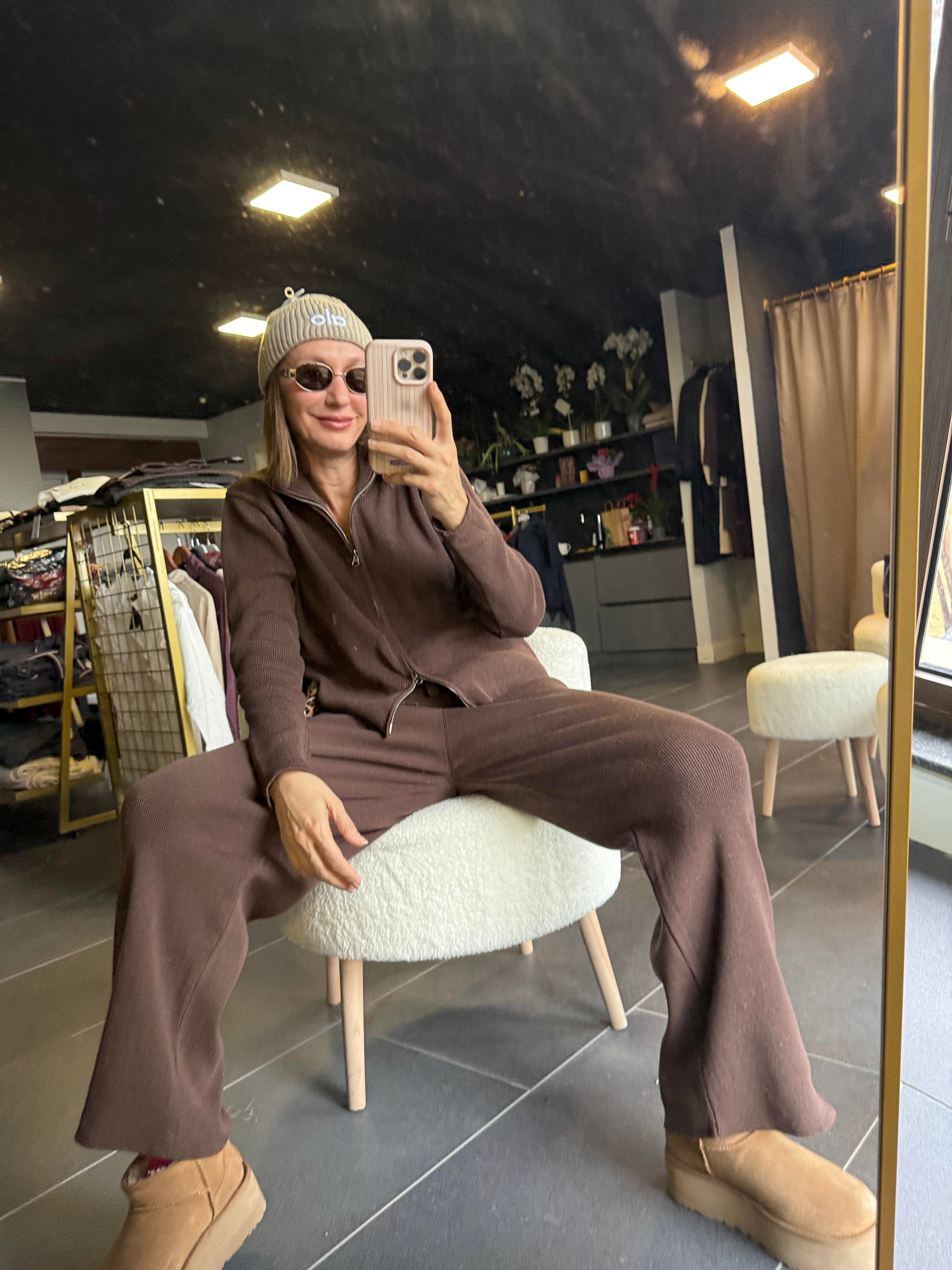 Fermuarlı Alt Üst Kahve Takım