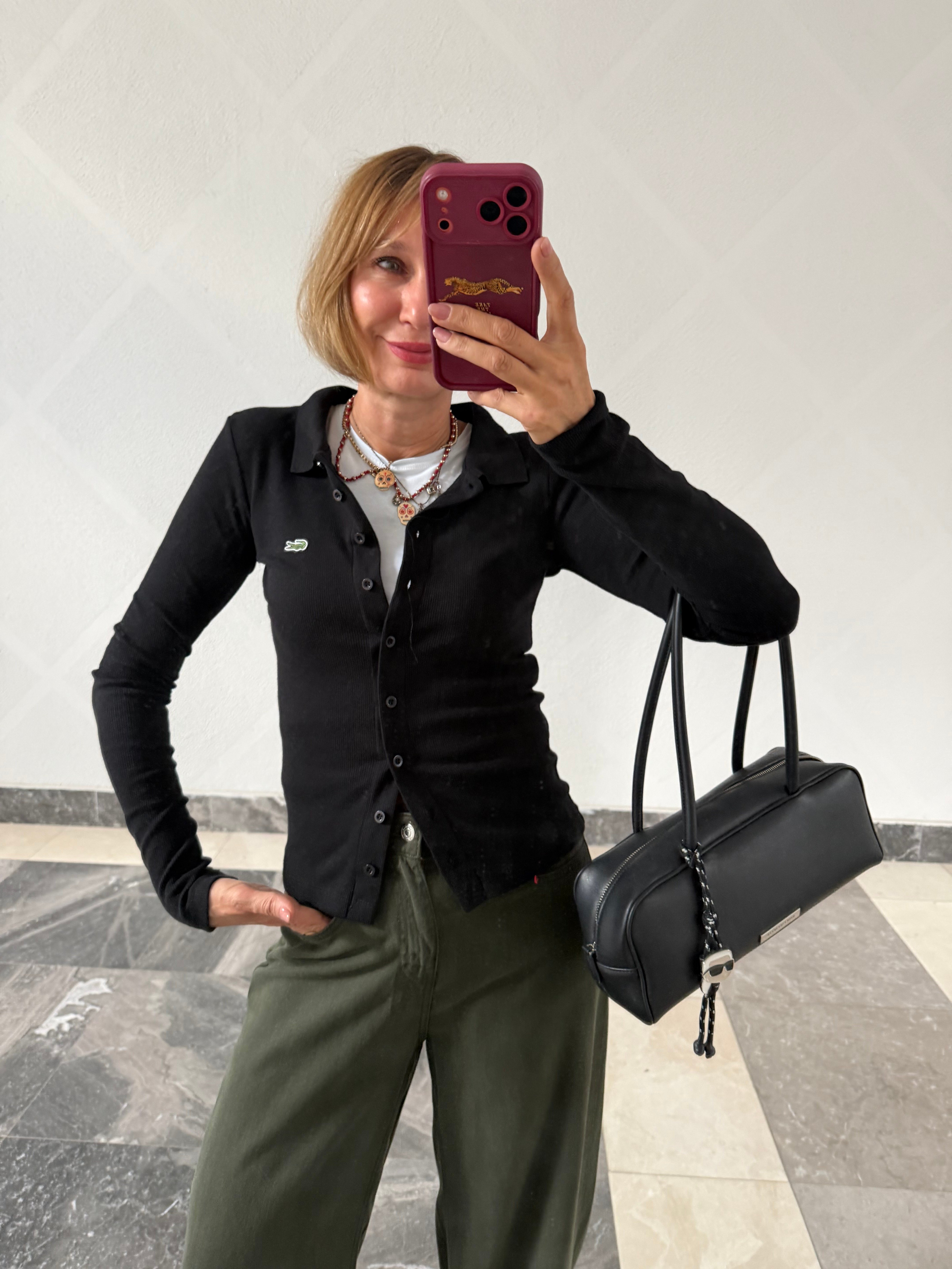Fitilli Boydan Düğmeli Lcs Siyah Hırka