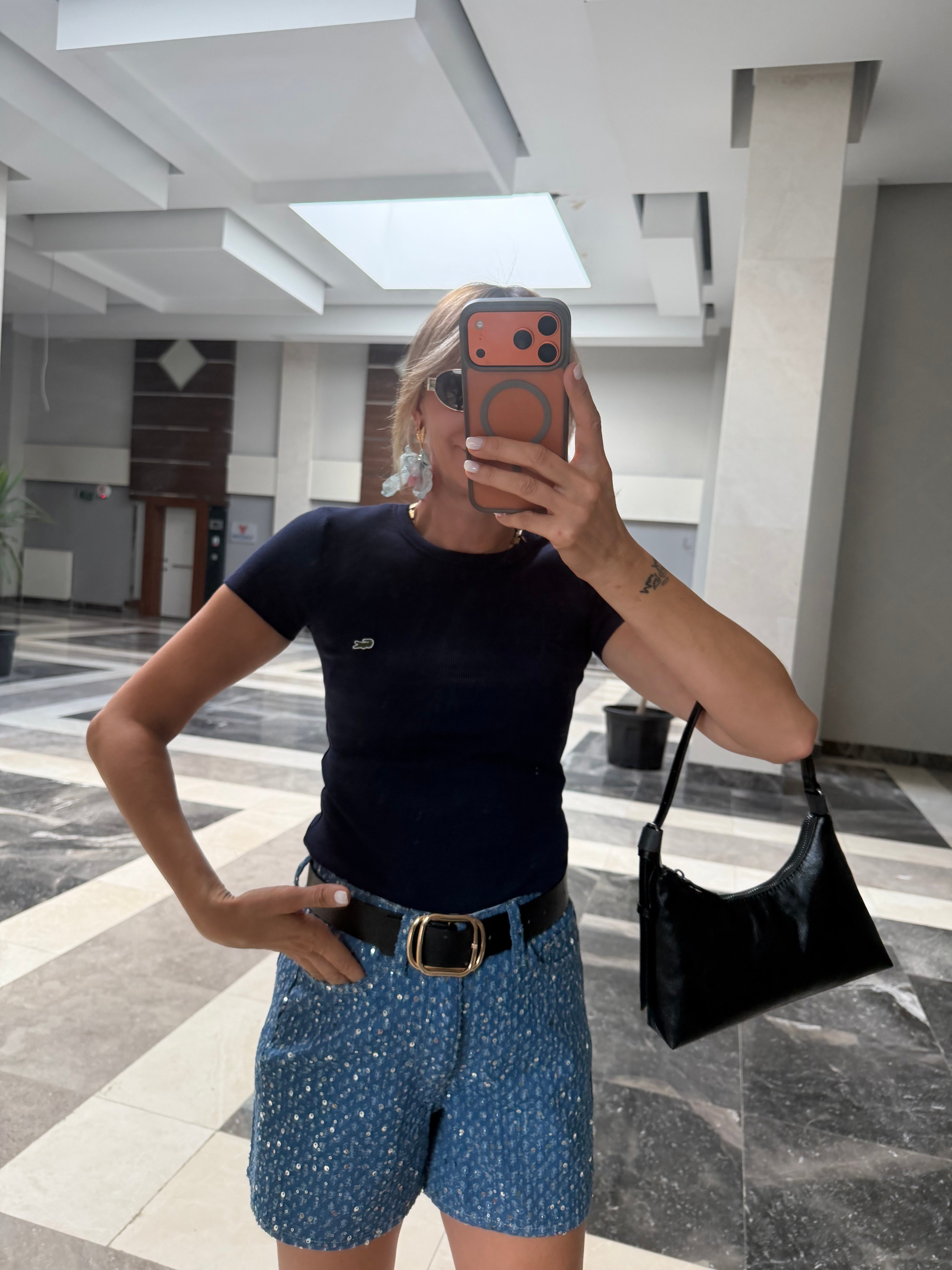 Fitilli Kısa Kollu Lacivert Atlet