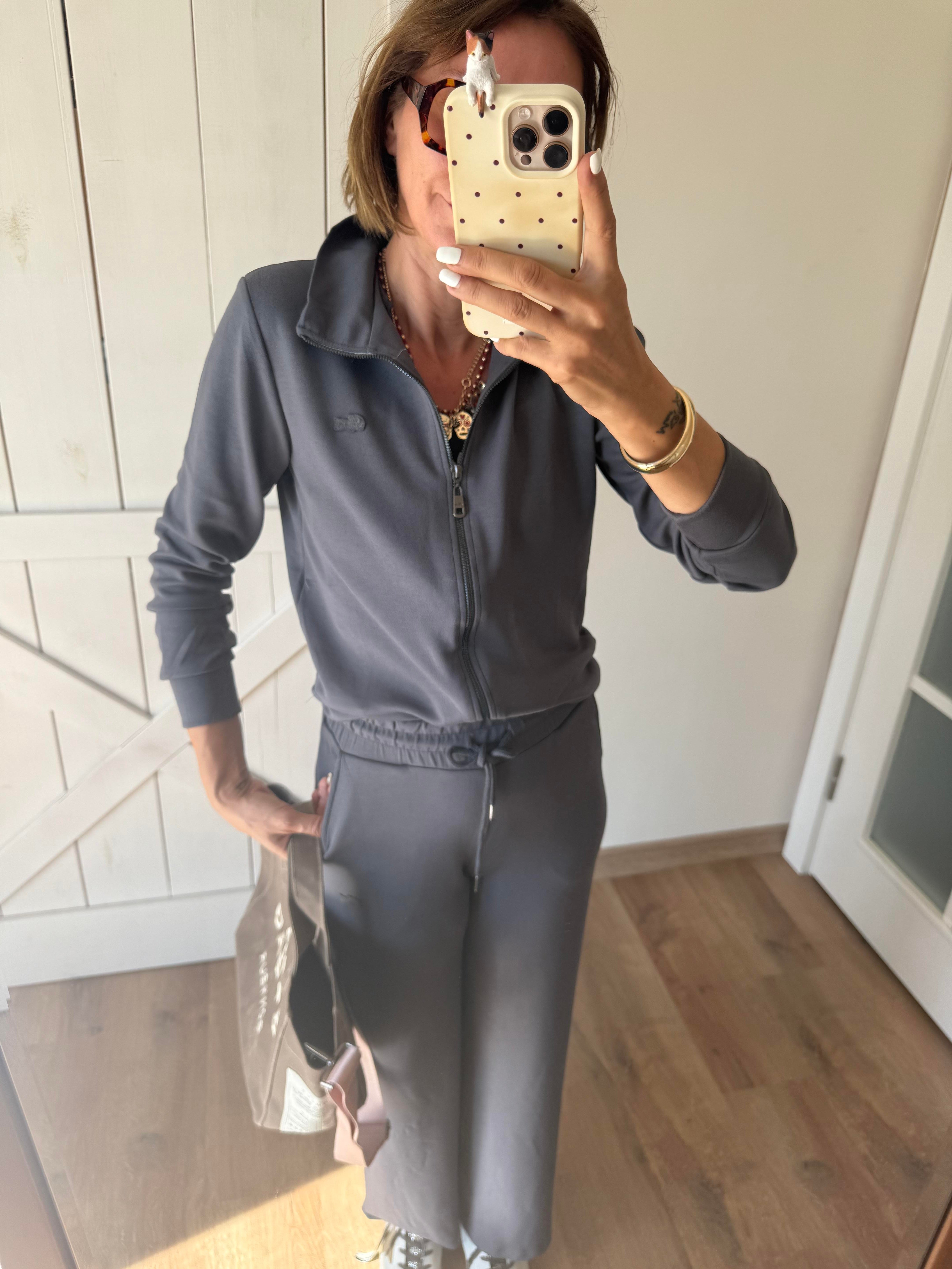 Füme Fermuarlı Üst/Pantolon Eşofman Takım