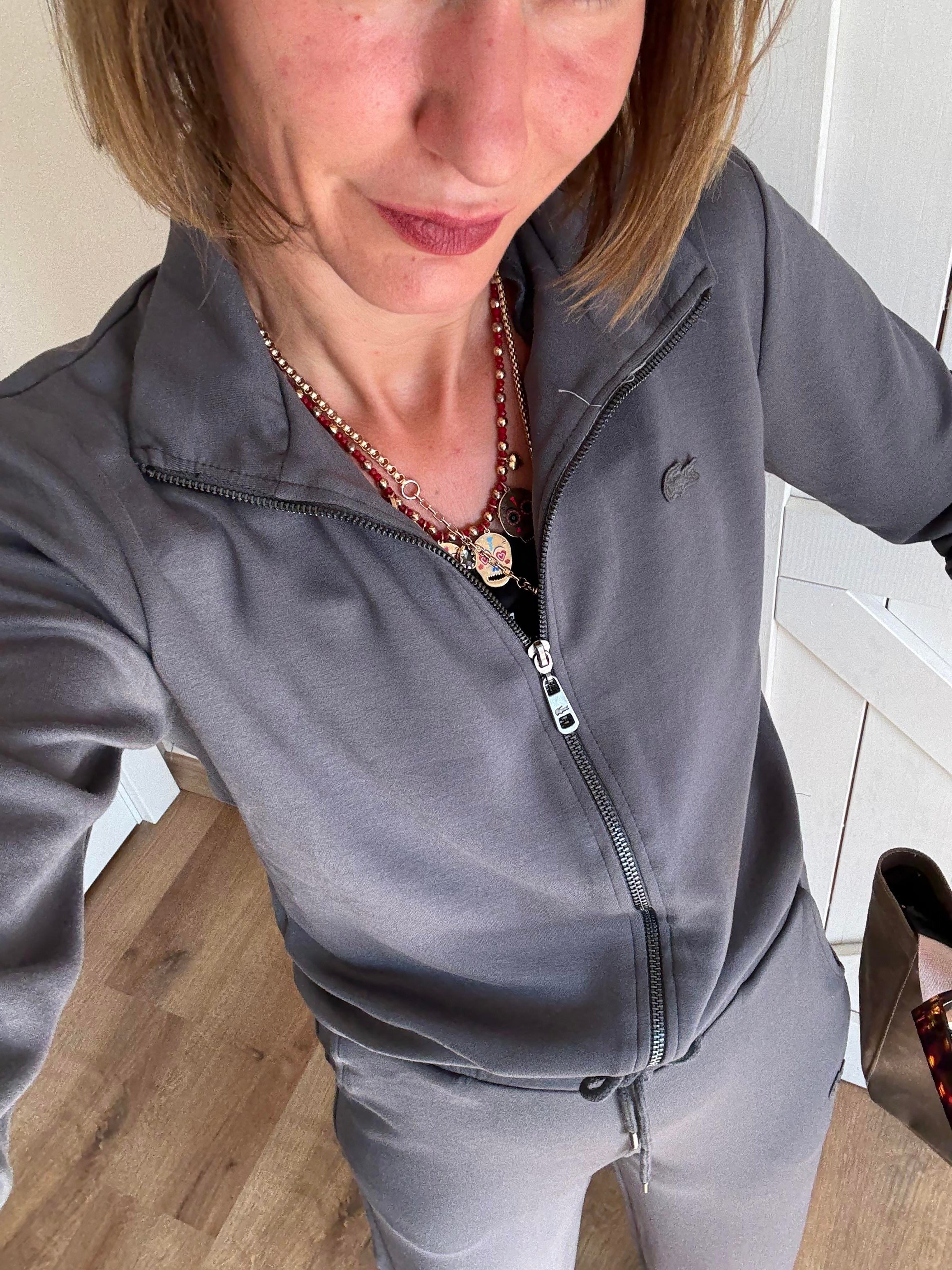 Füme Fermuarlı Üst/Pantolon Eşofman Takım