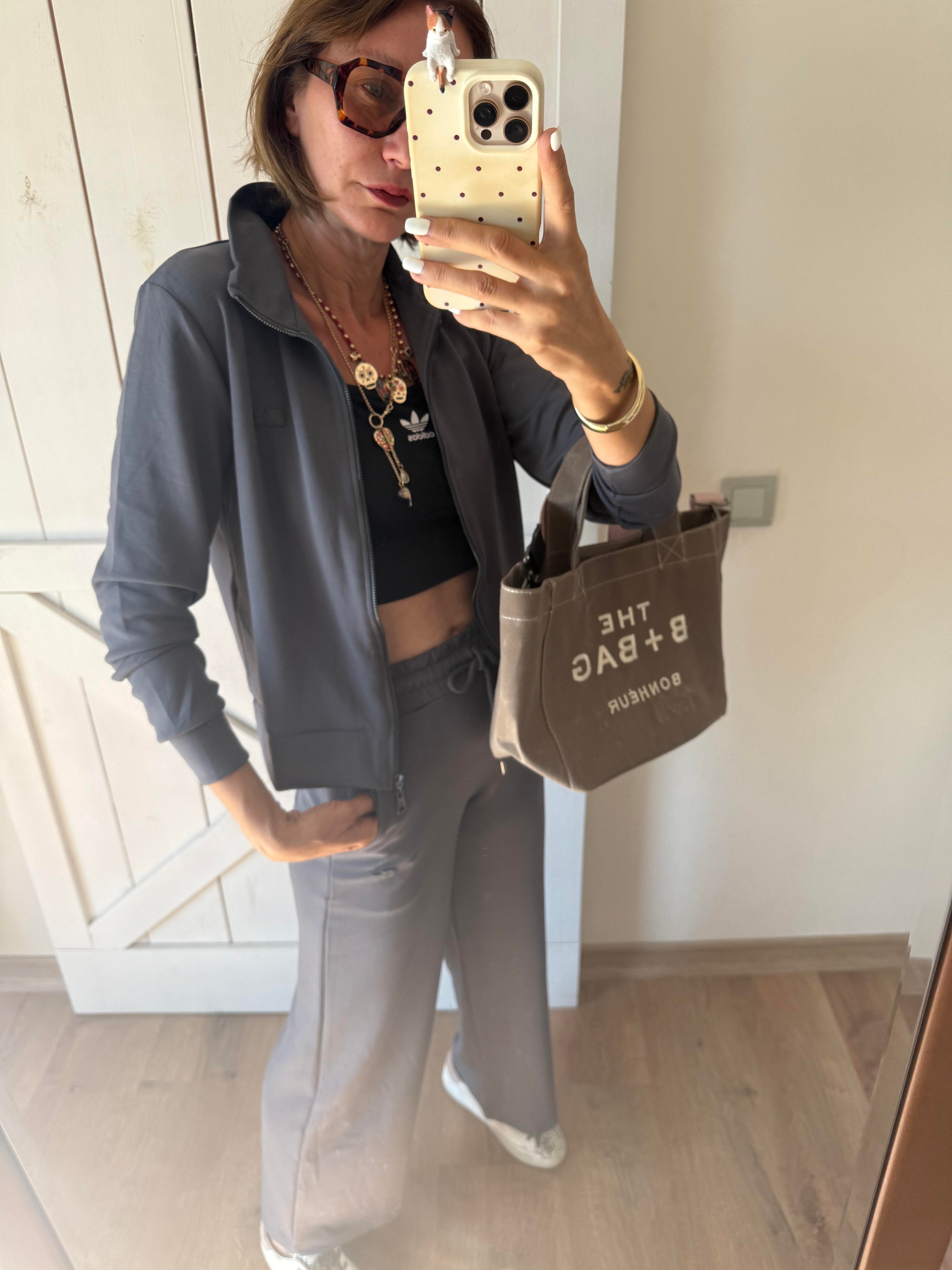 Füme Fermuarlı Üst/Pantolon Eşofman Takım