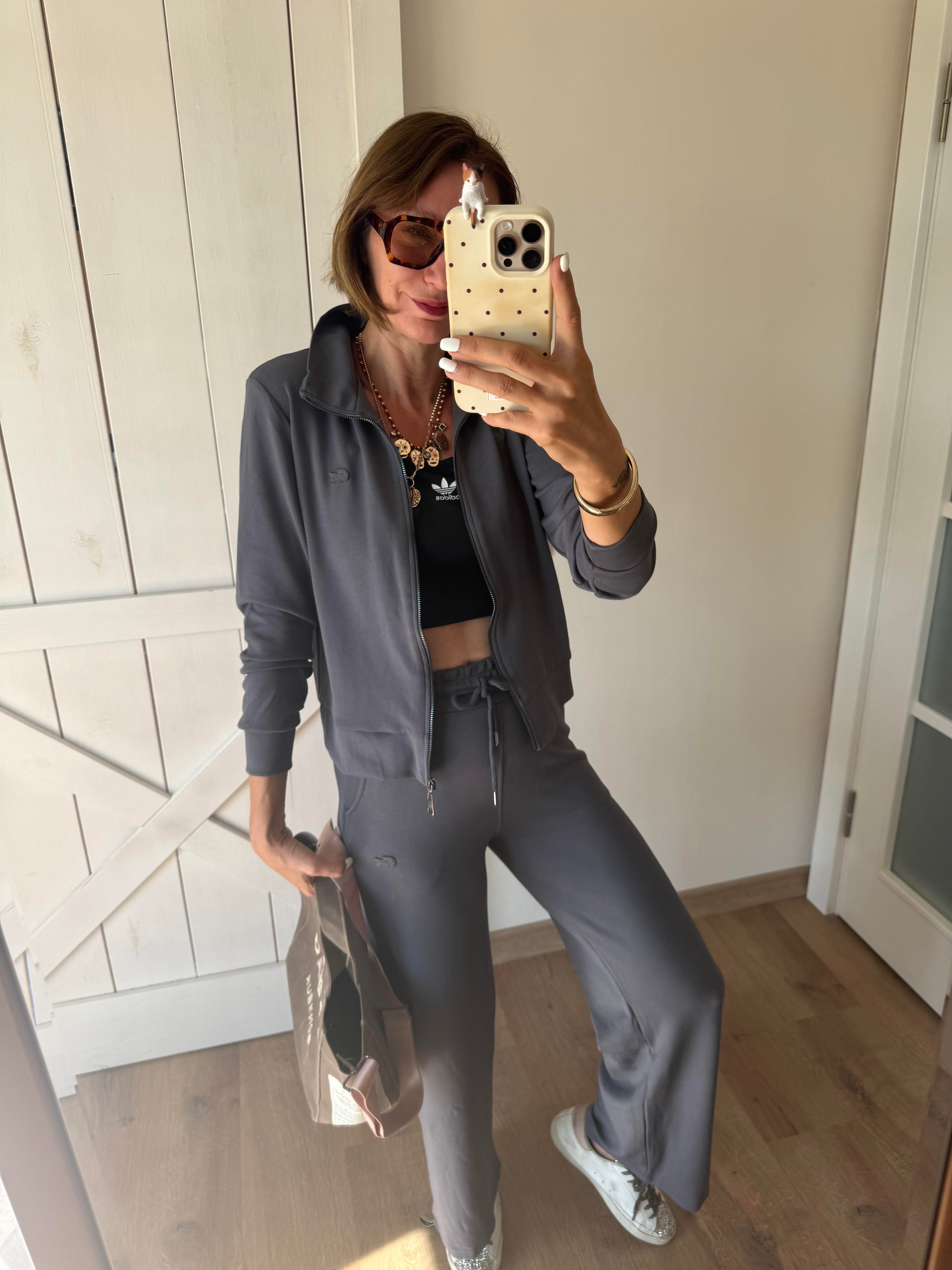 Füme Fermuarlı Üst/Pantolon Eşofman Takım