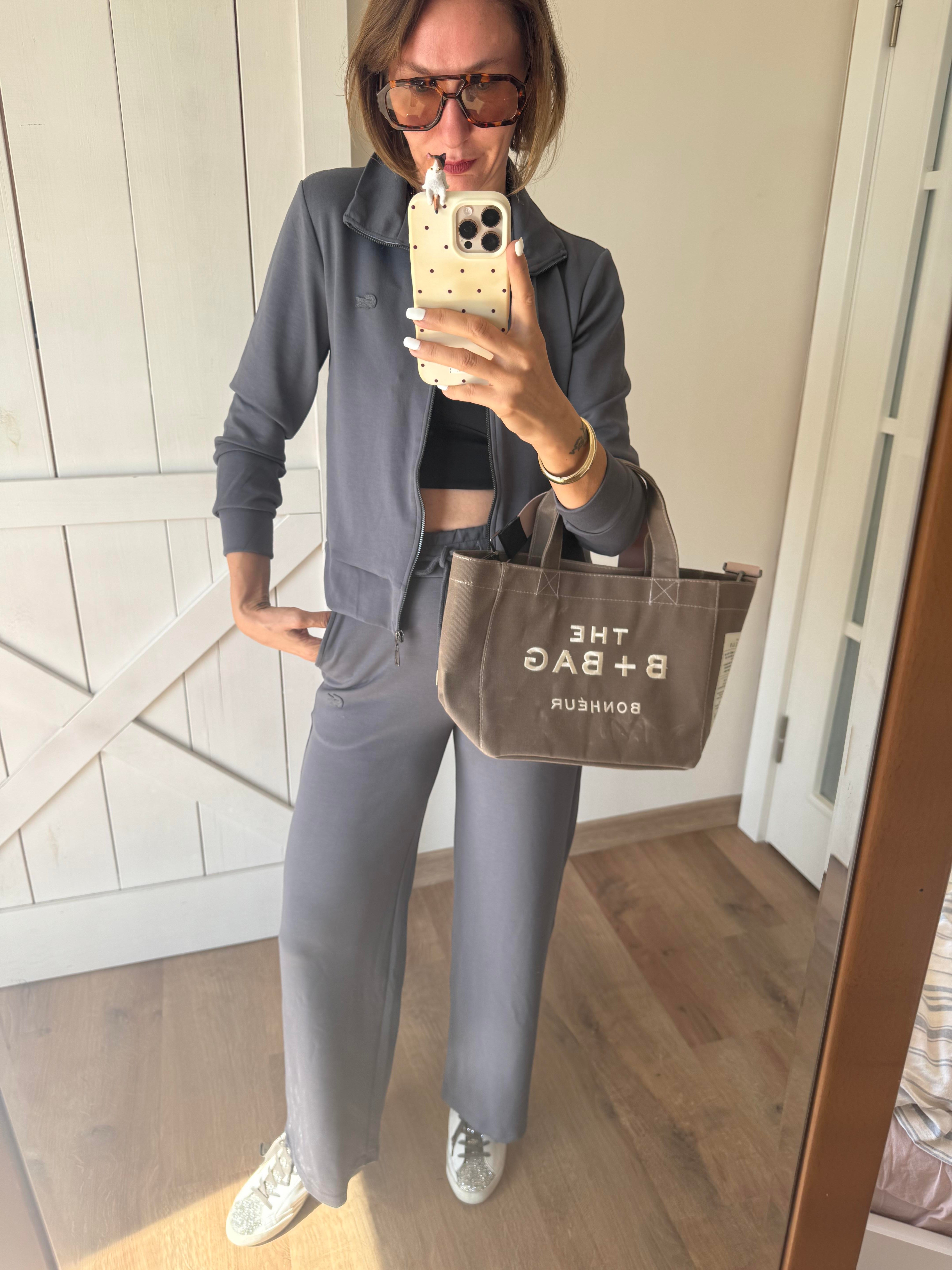 Füme Fermuarlı Üst/Pantolon Eşofman Takım