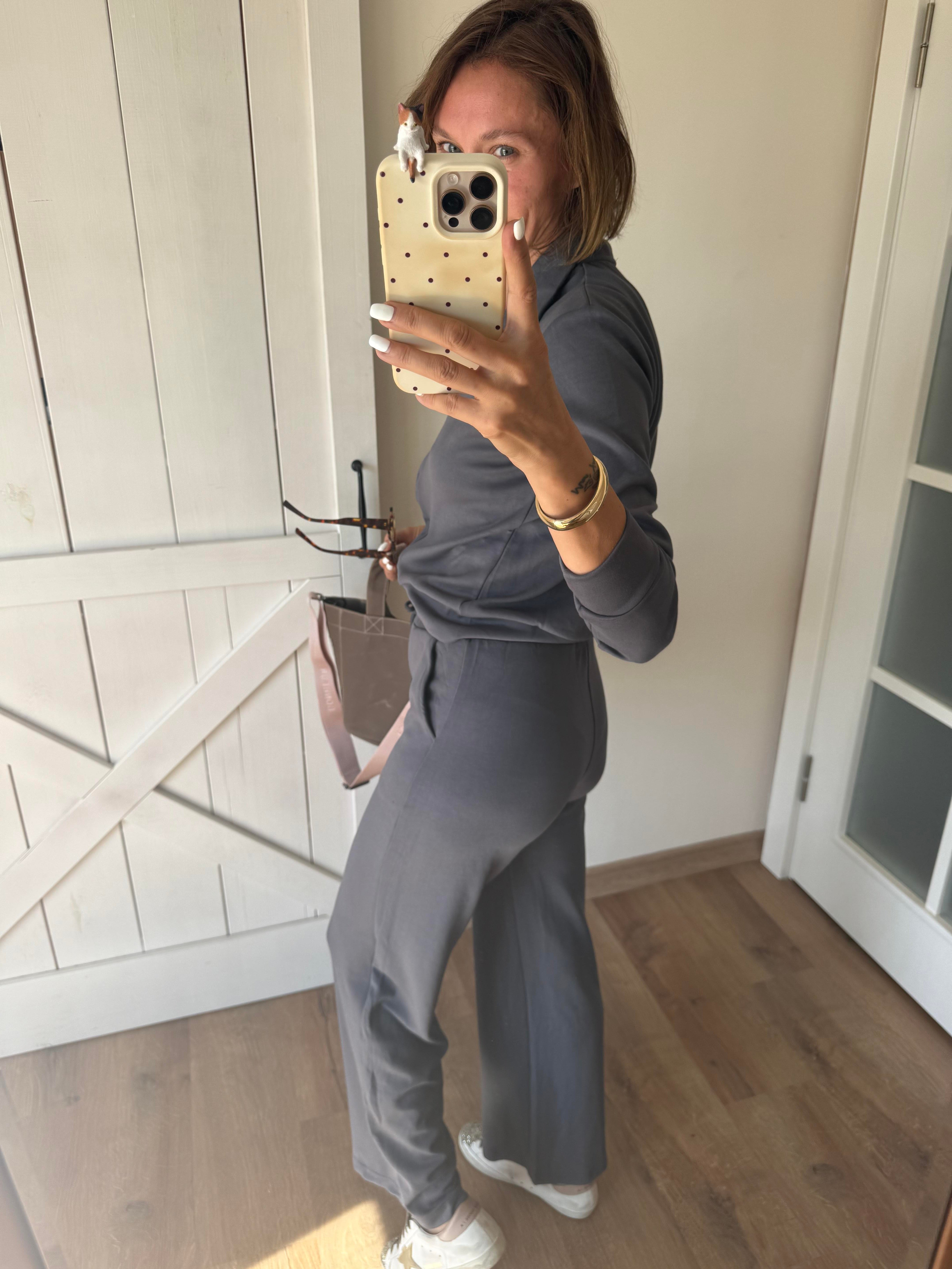 Füme Fermuarlı Üst/Pantolon Eşofman Takım