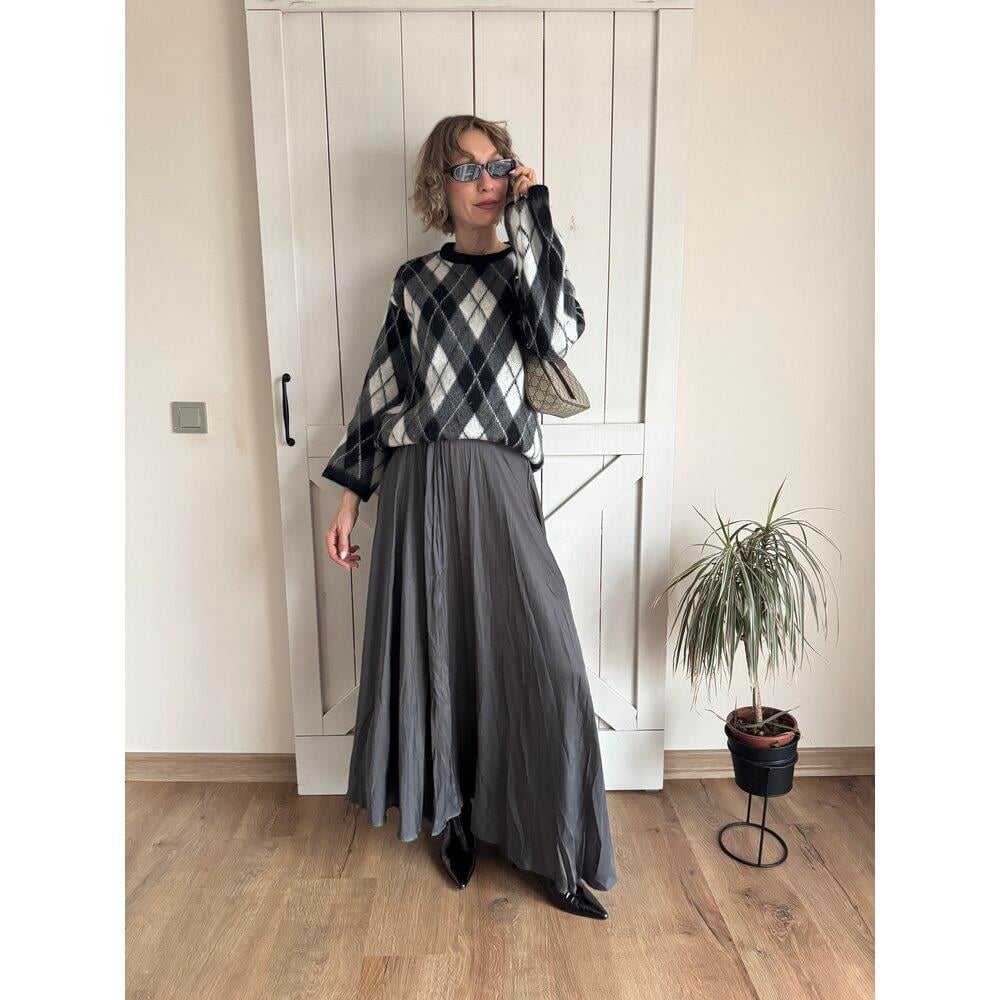 FÜME RENK KİLOŞ UZUN ETEK