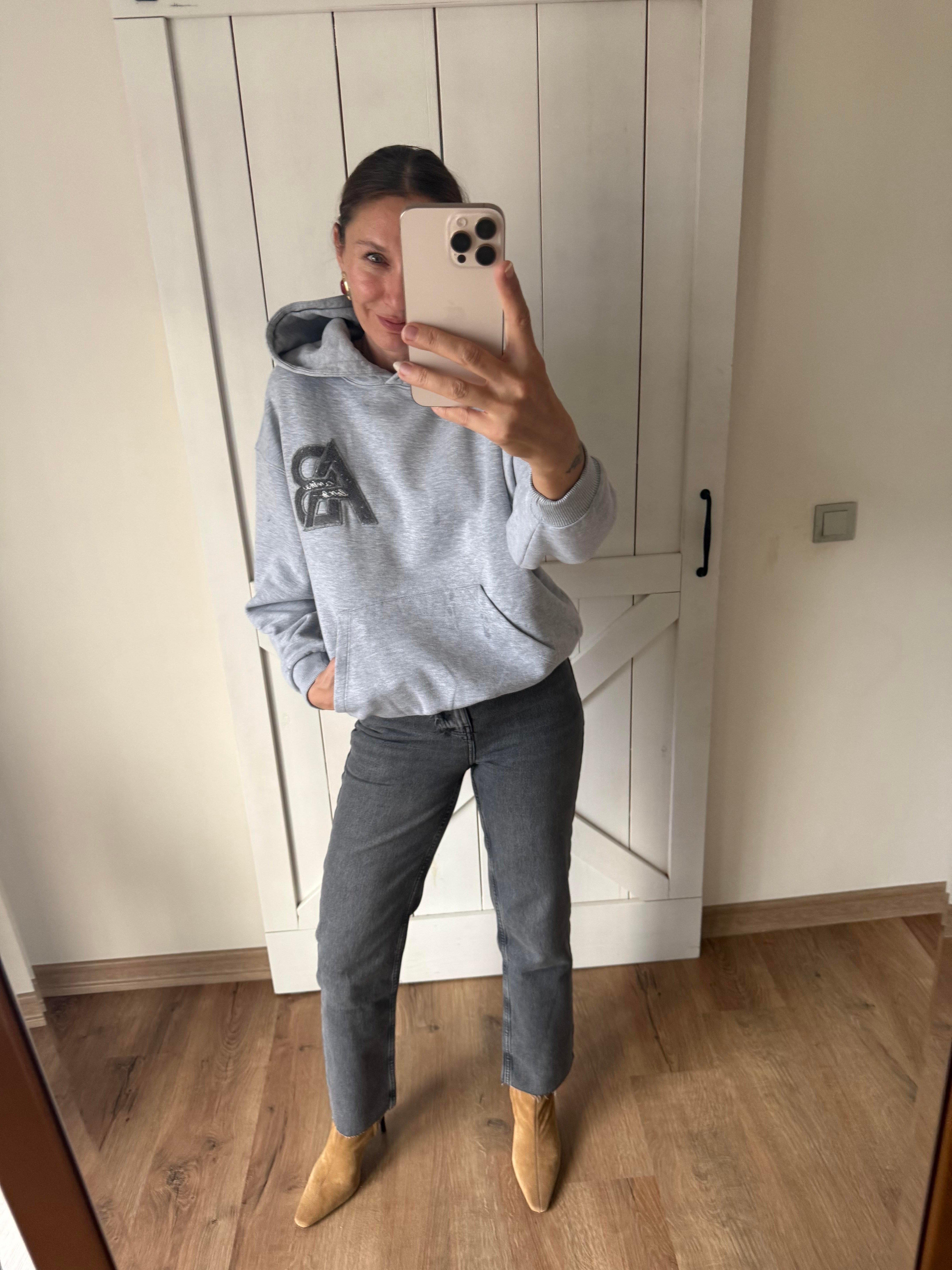 Füme Yüksek Bel Paçası Kesik Denim Pantolon