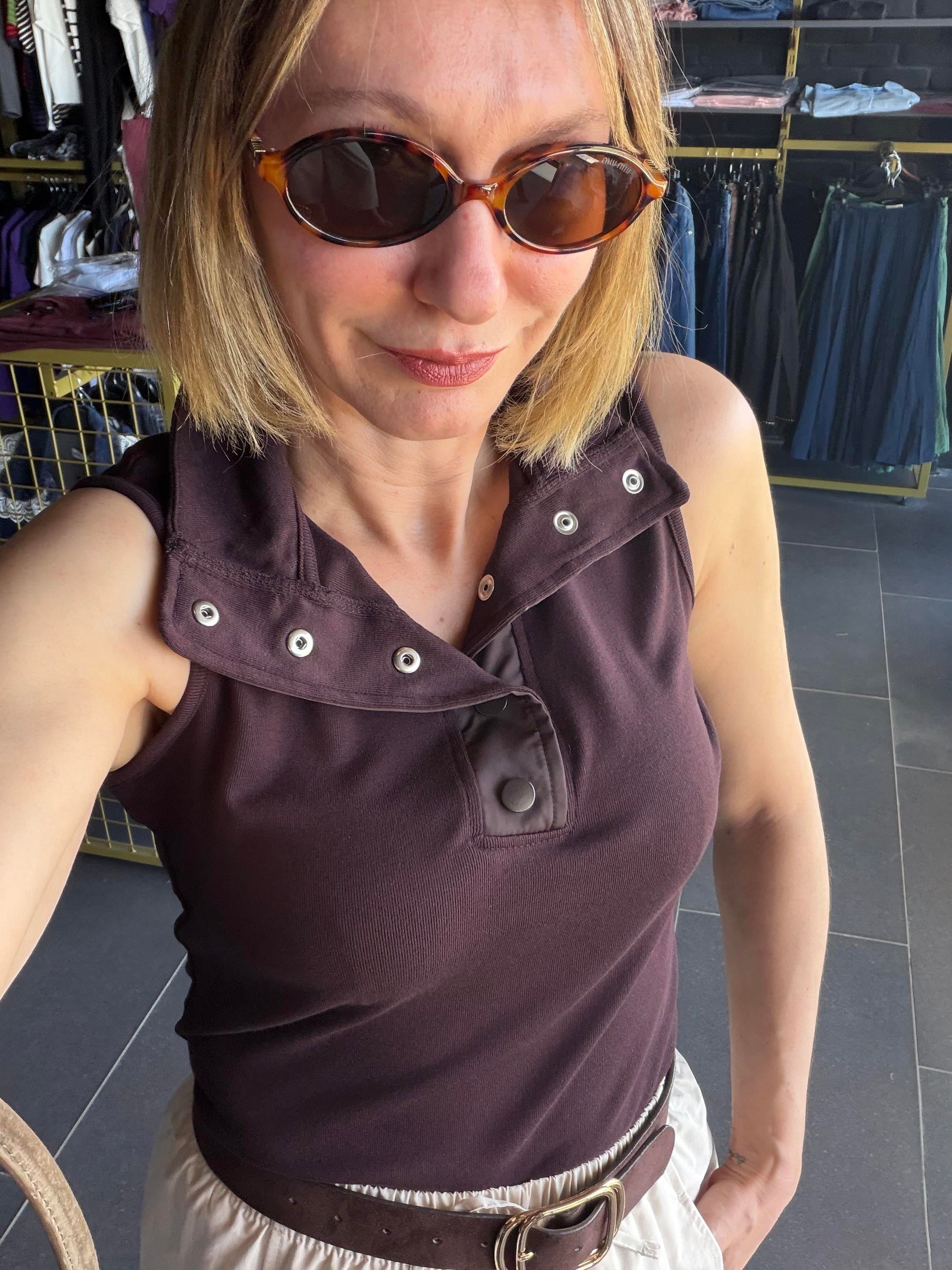 Garnili Dokuma Kahverengi Modal Tshirt