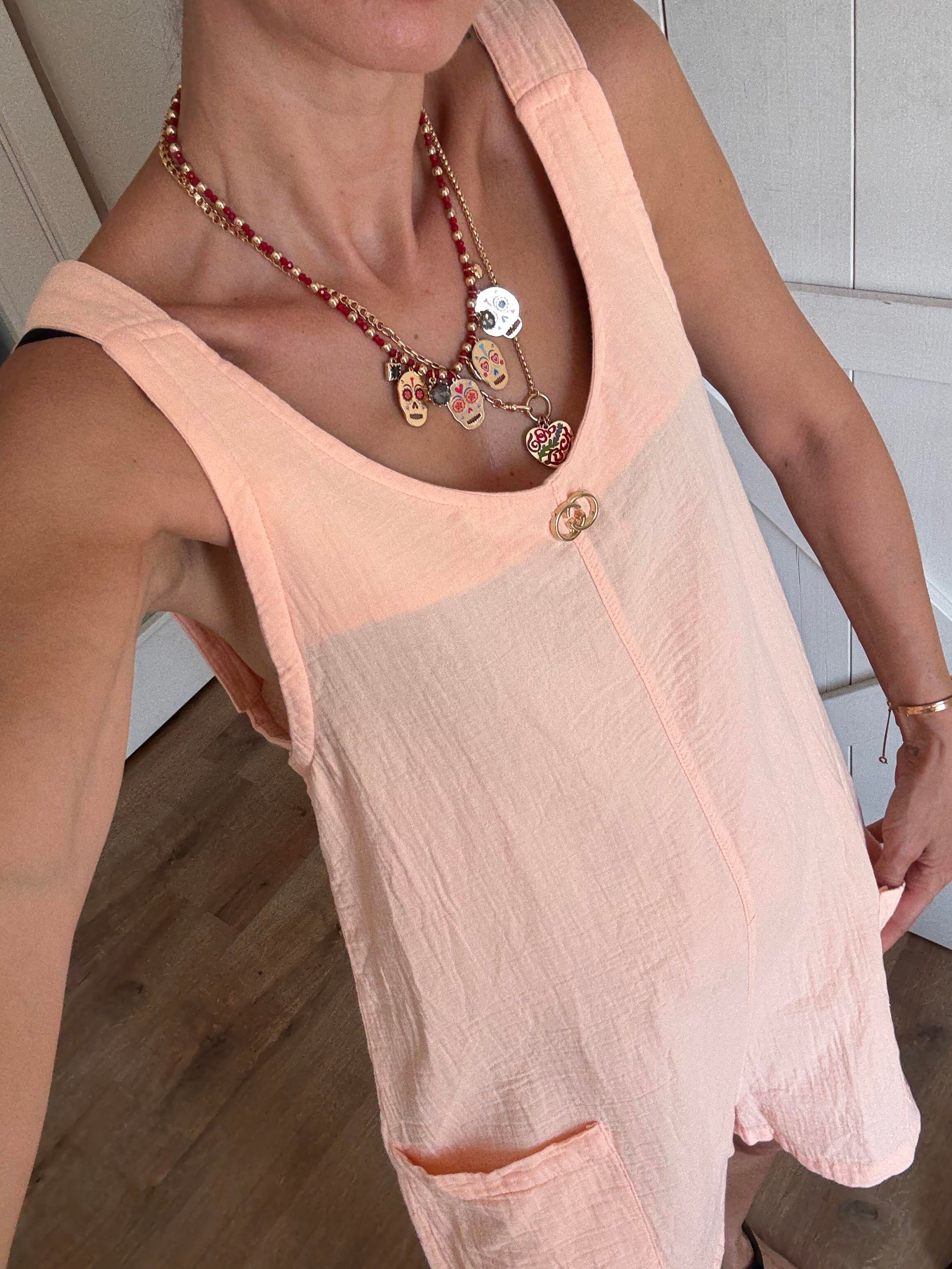 Gg Papaya Askıları Ayarlanabilir Kısa Tulum