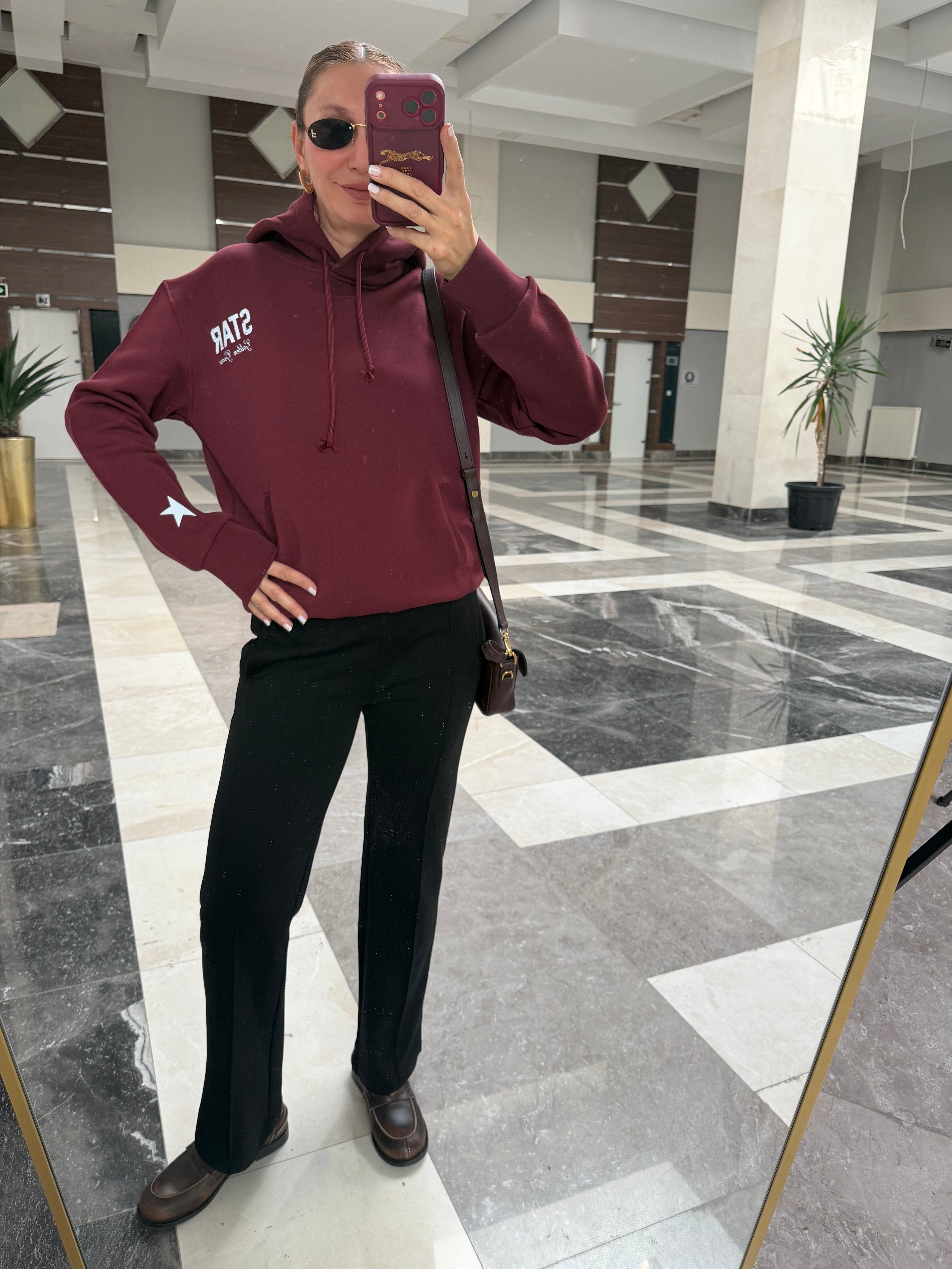 Goose Bordo Kol Detay Premium Sweatshirt