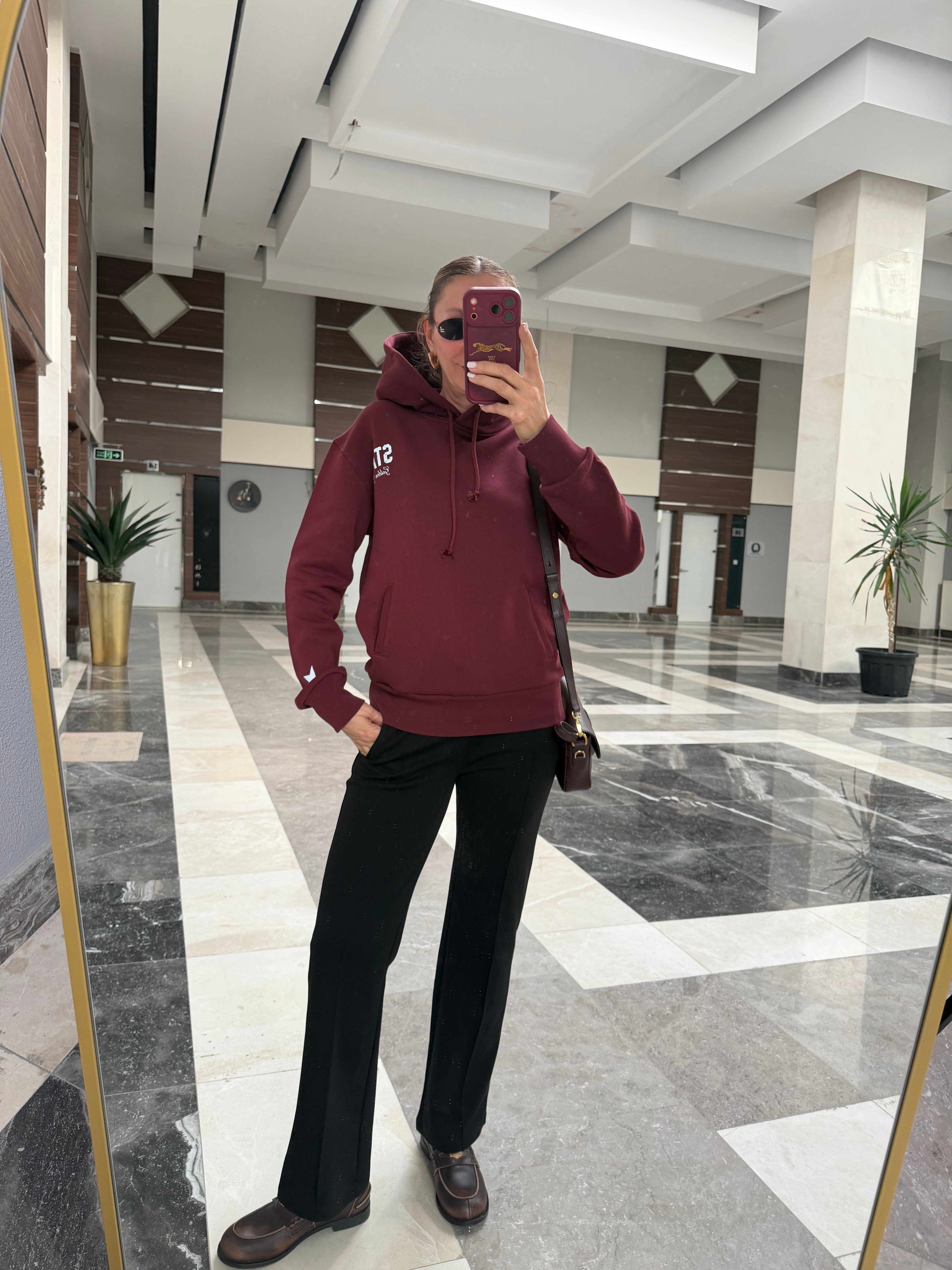 Goose Bordo Kol Detay Premium Sweatshirt
