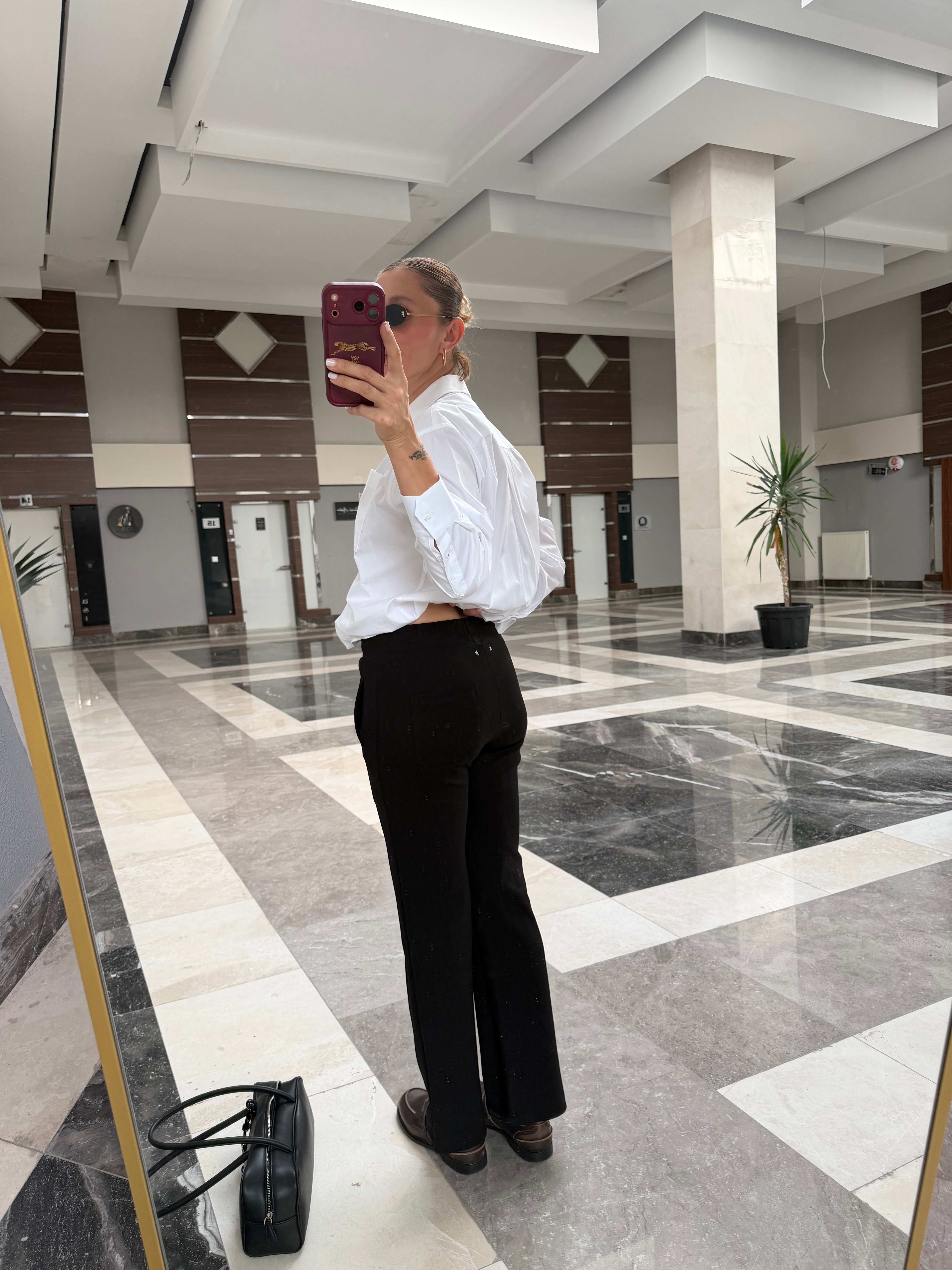 Goose Siyah Önden Çimalı Pantolon