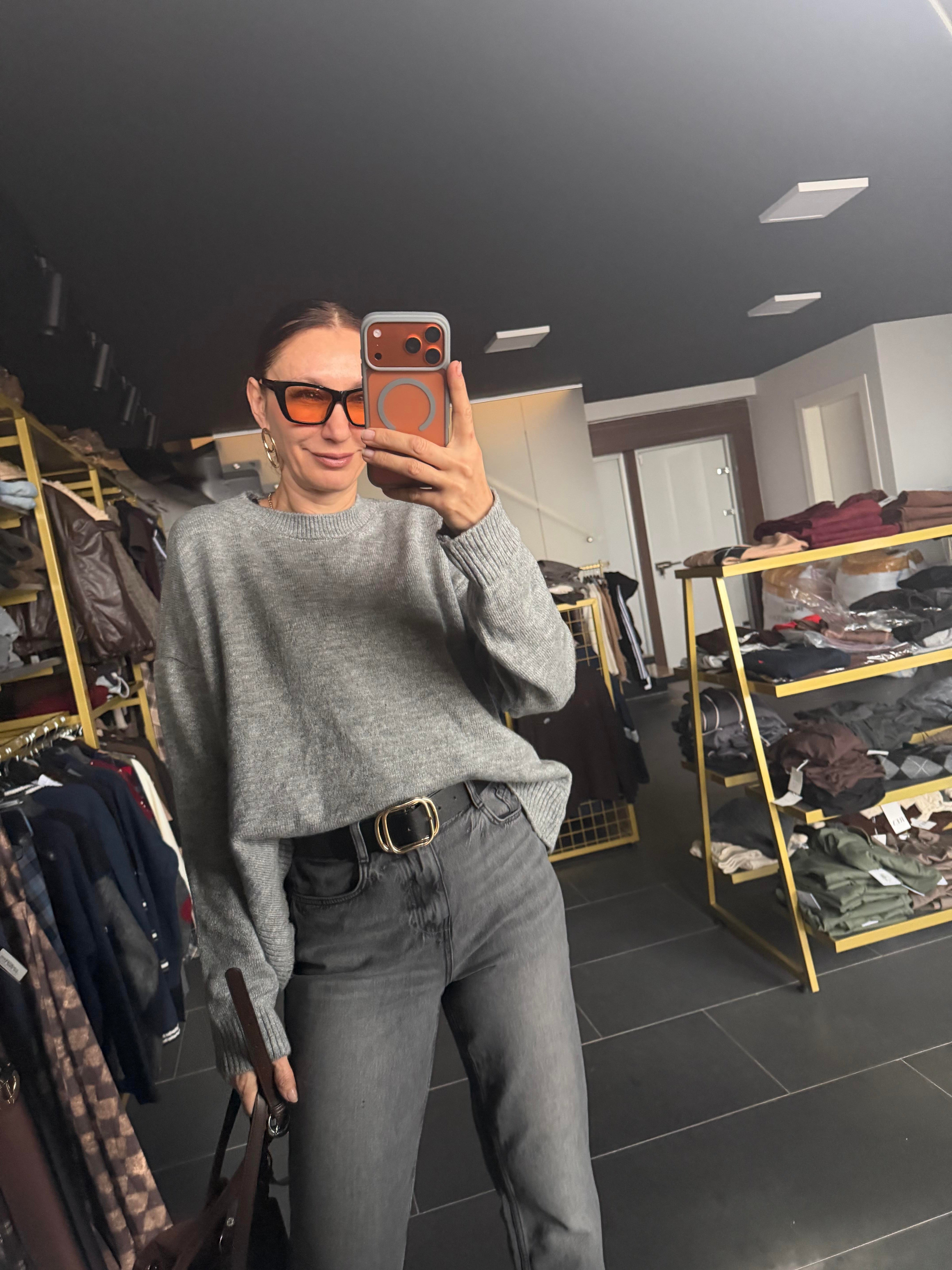 Gri Basic Salaş Kazak