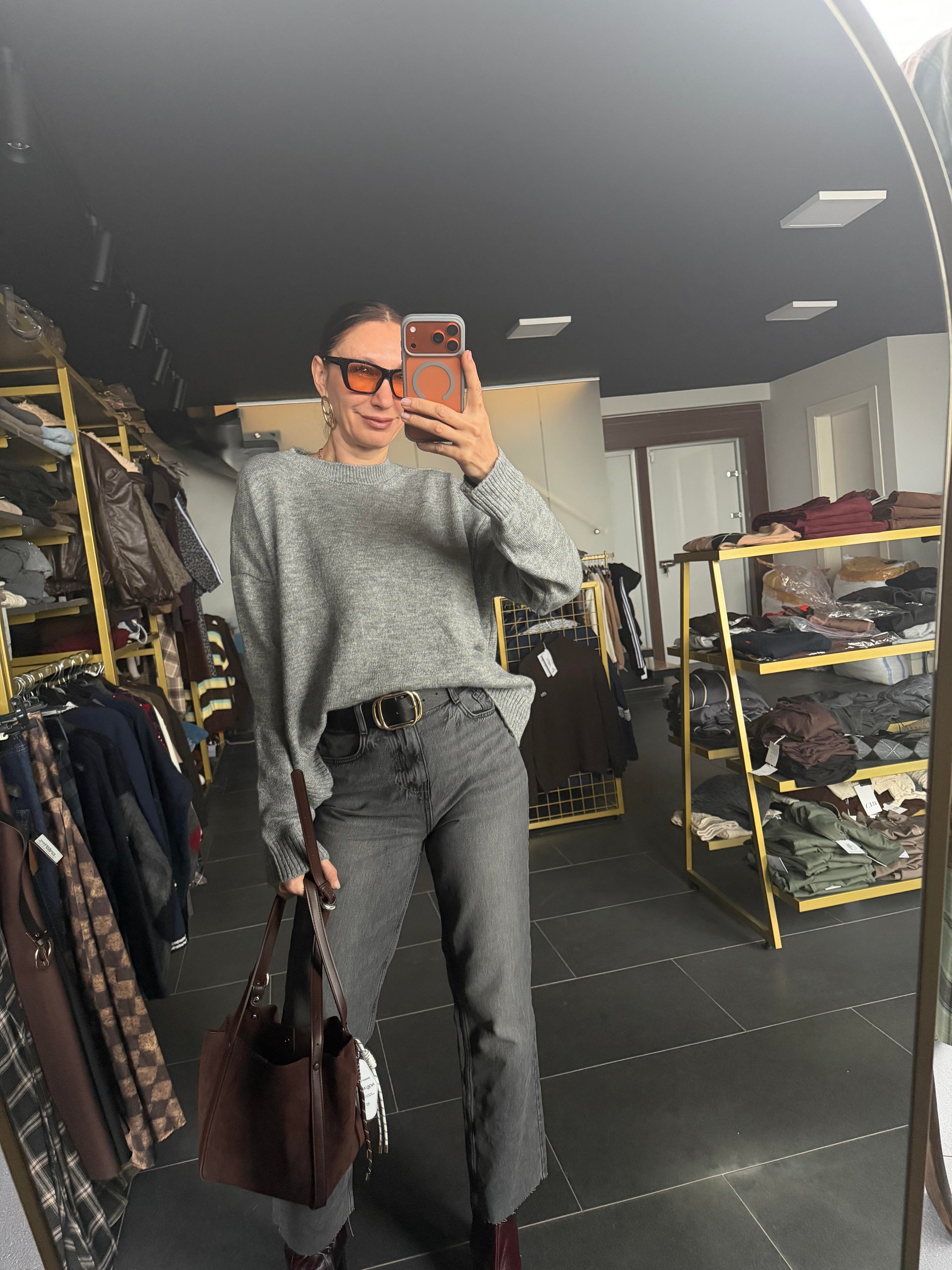 Gri Basic Salaş Kazak