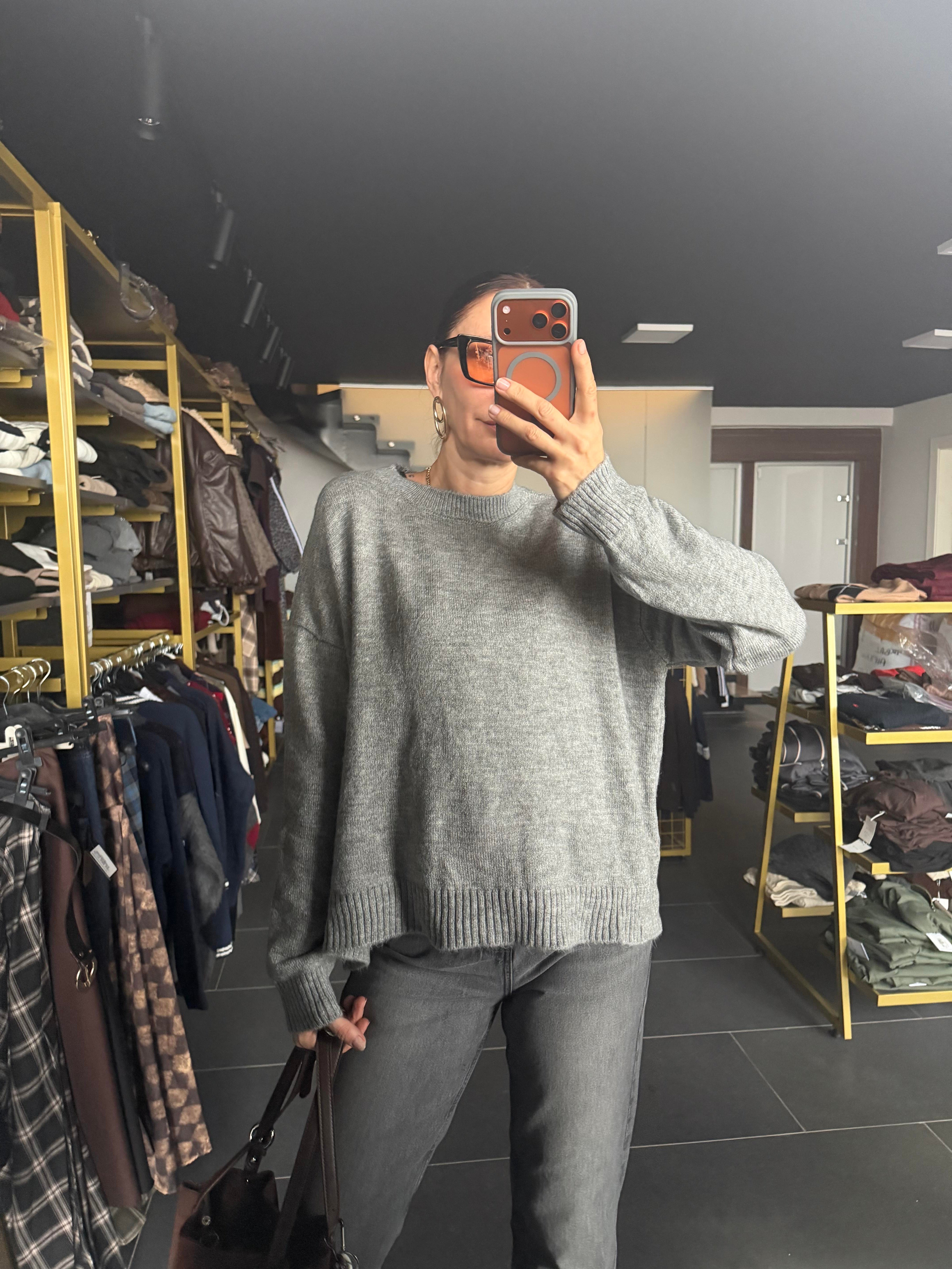 Gri Basic Salaş Kazak