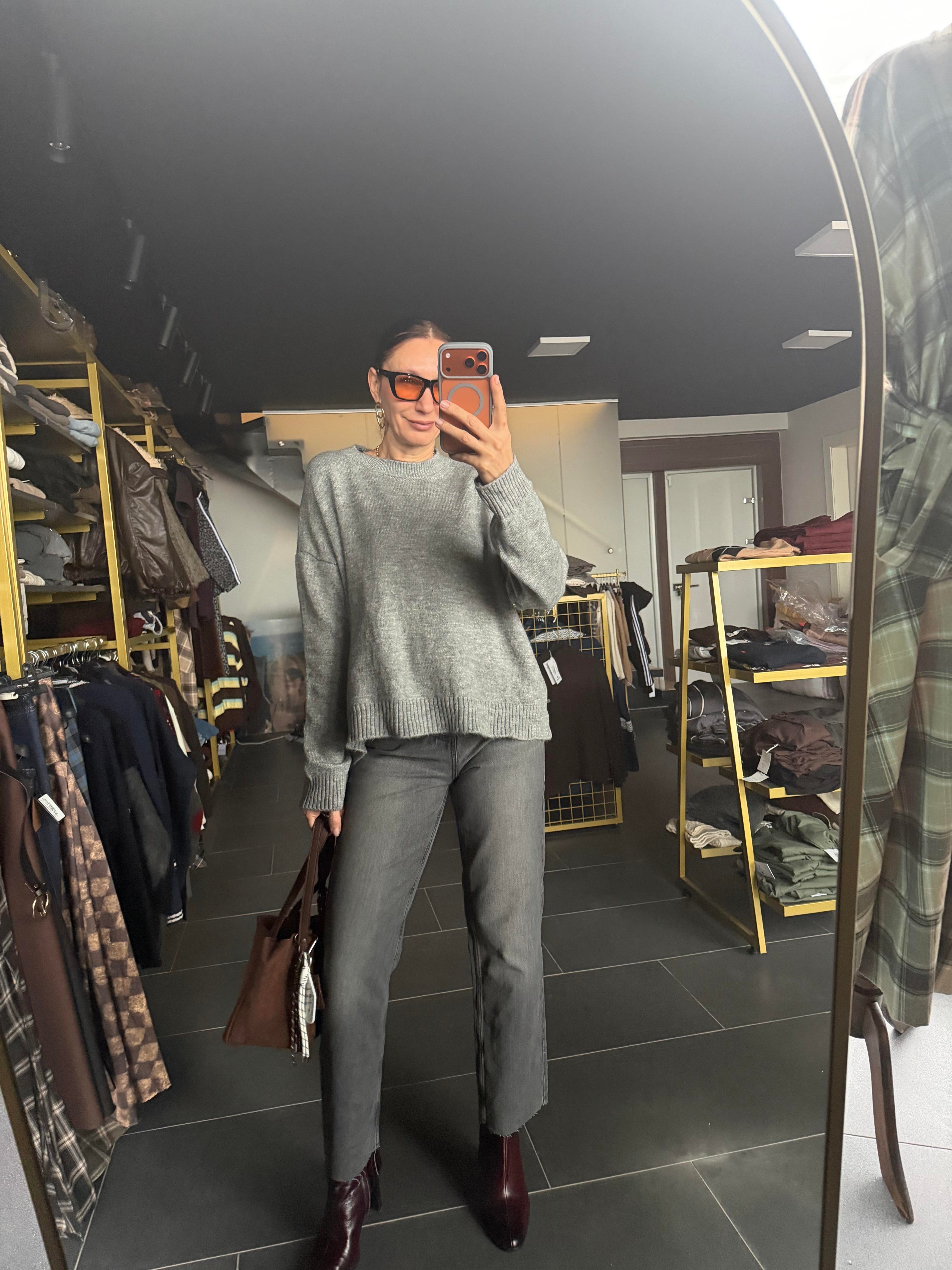 Gri Basic Salaş Kazak