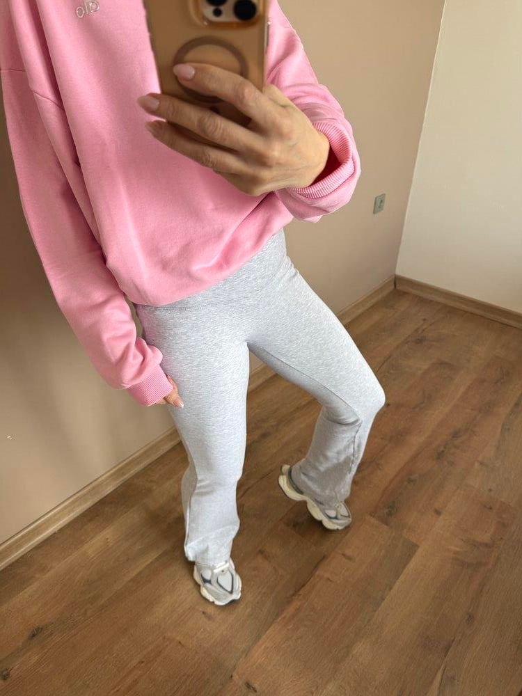 Gri Melanj Pamuklu İspanyol Paça Tayt