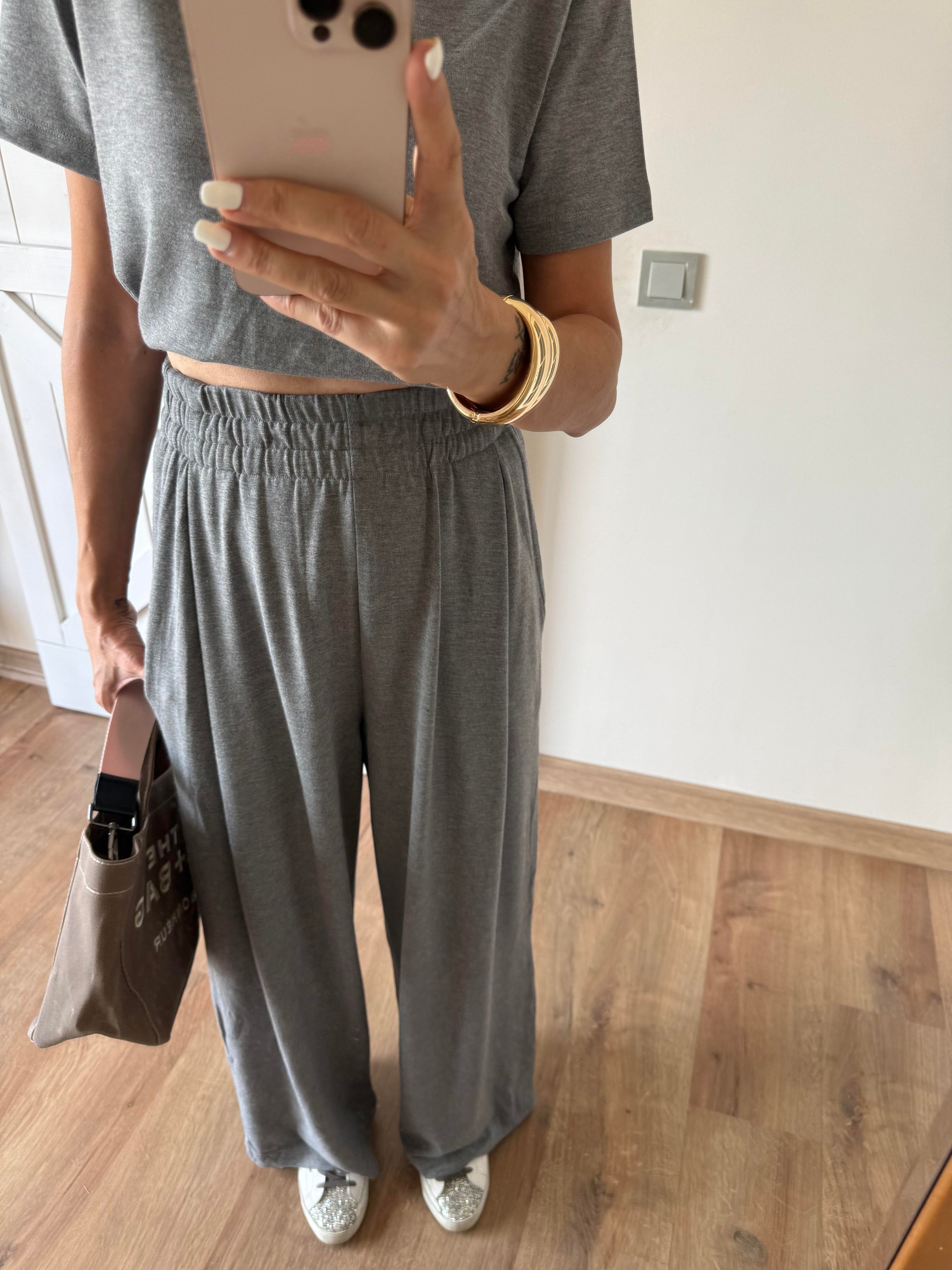 Gri Yüksek Bel Salaş Eşofman