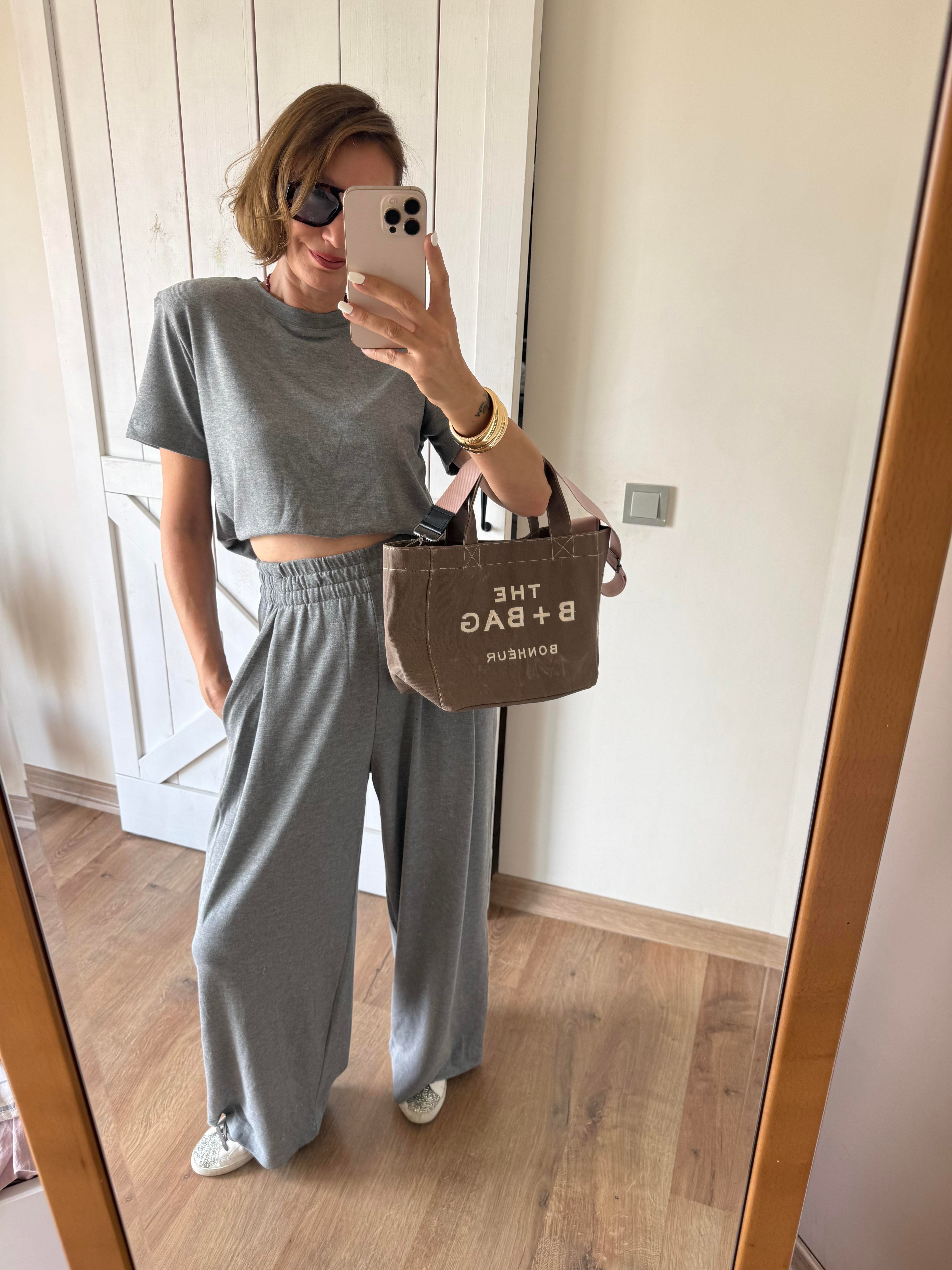 Gri Yüksek Bel Salaş Eşofman