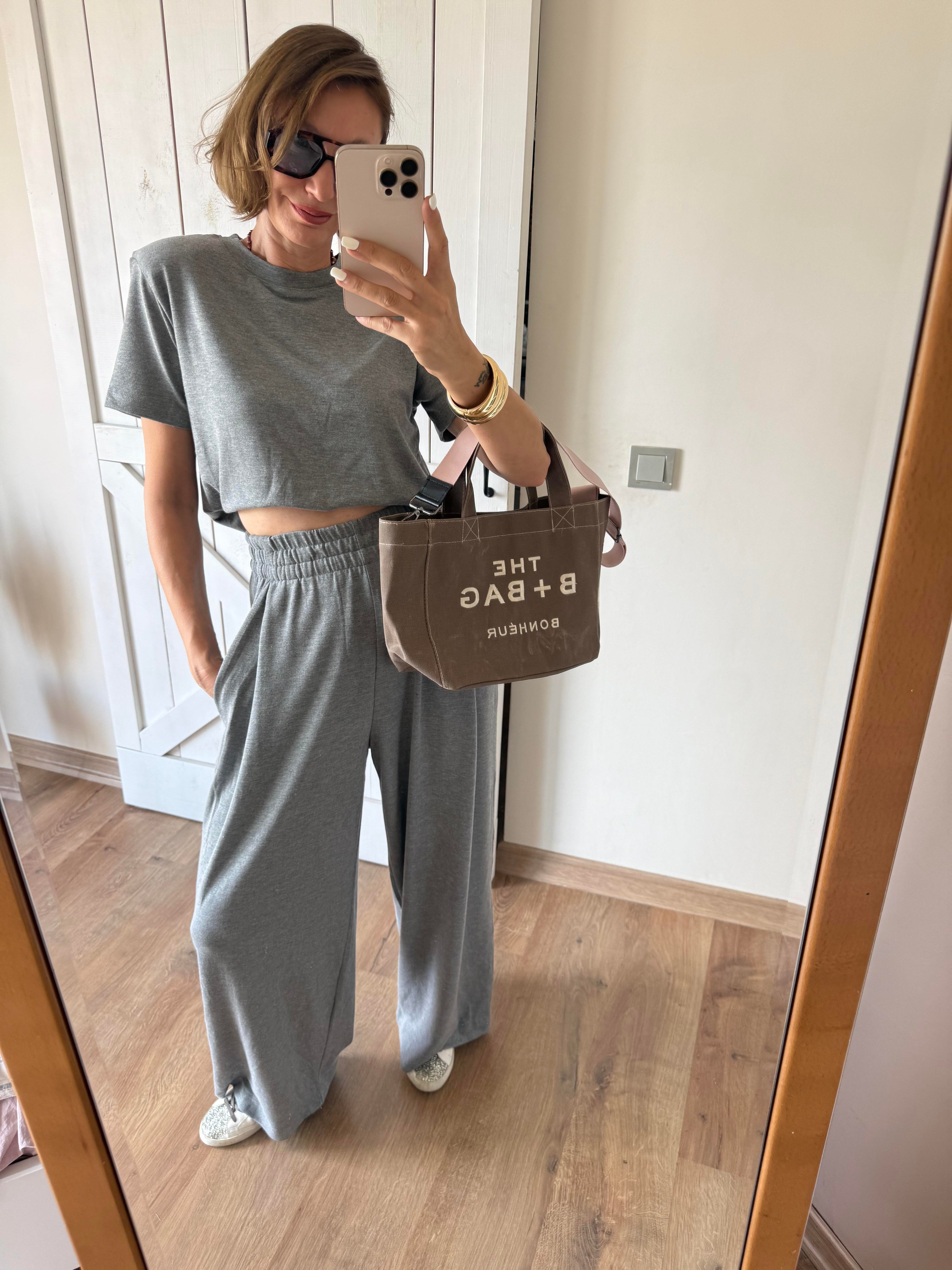 Gri Yüksek Bel Salaş Eşofman