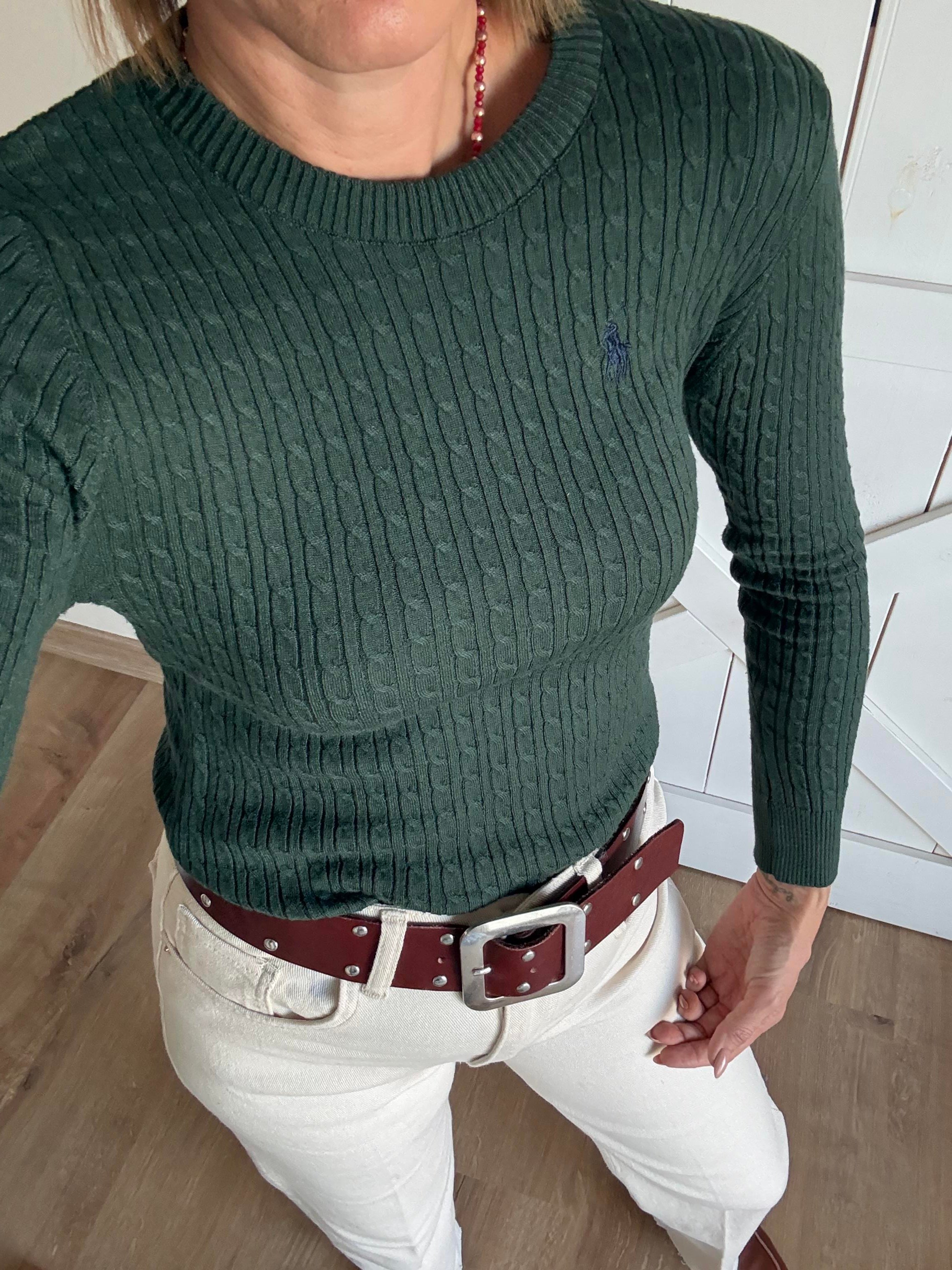 İnce Saç Örgülü Yeşil Triko