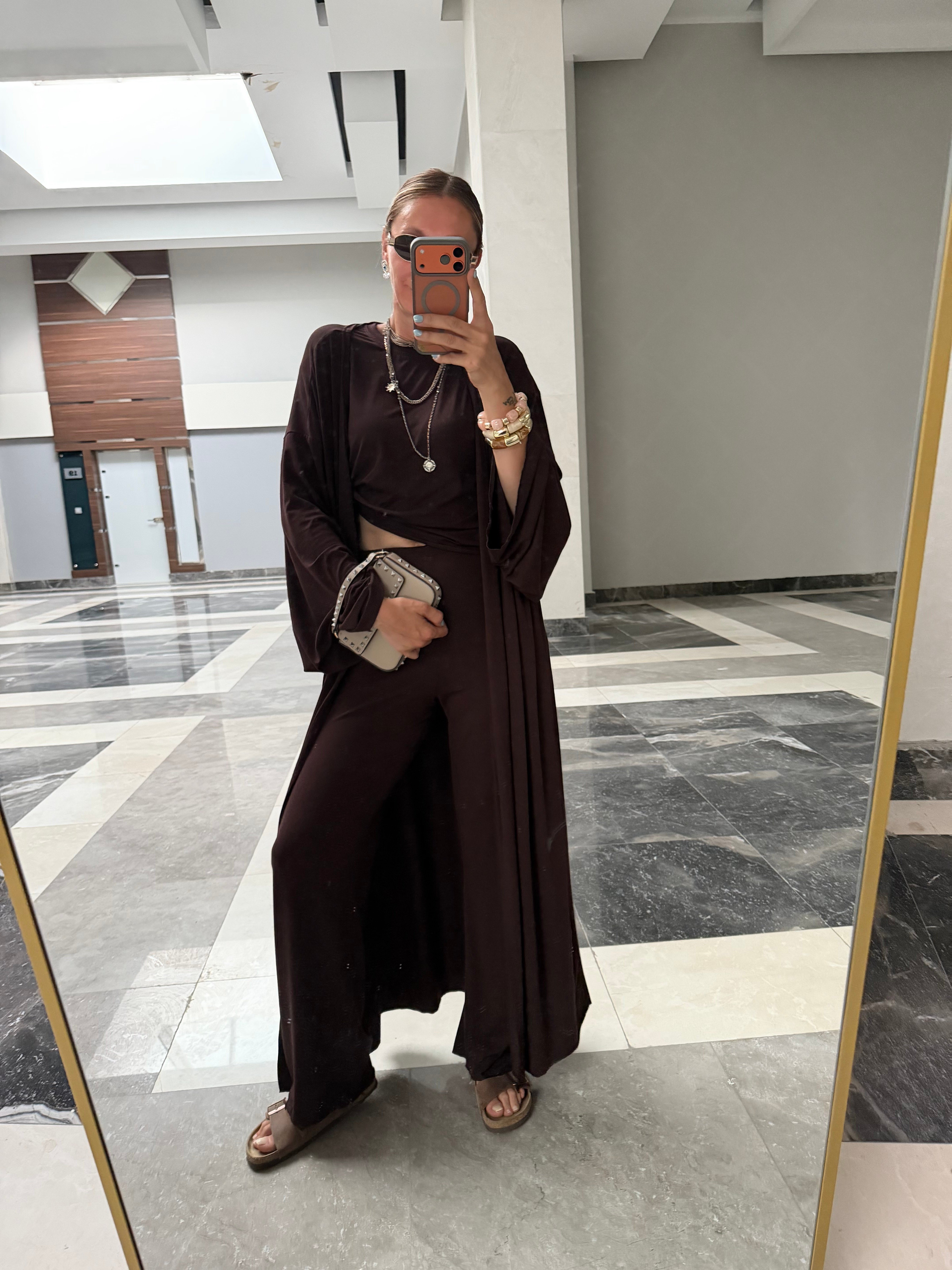 İthal Kimonulu Üçlü Acı Kahve Takım
