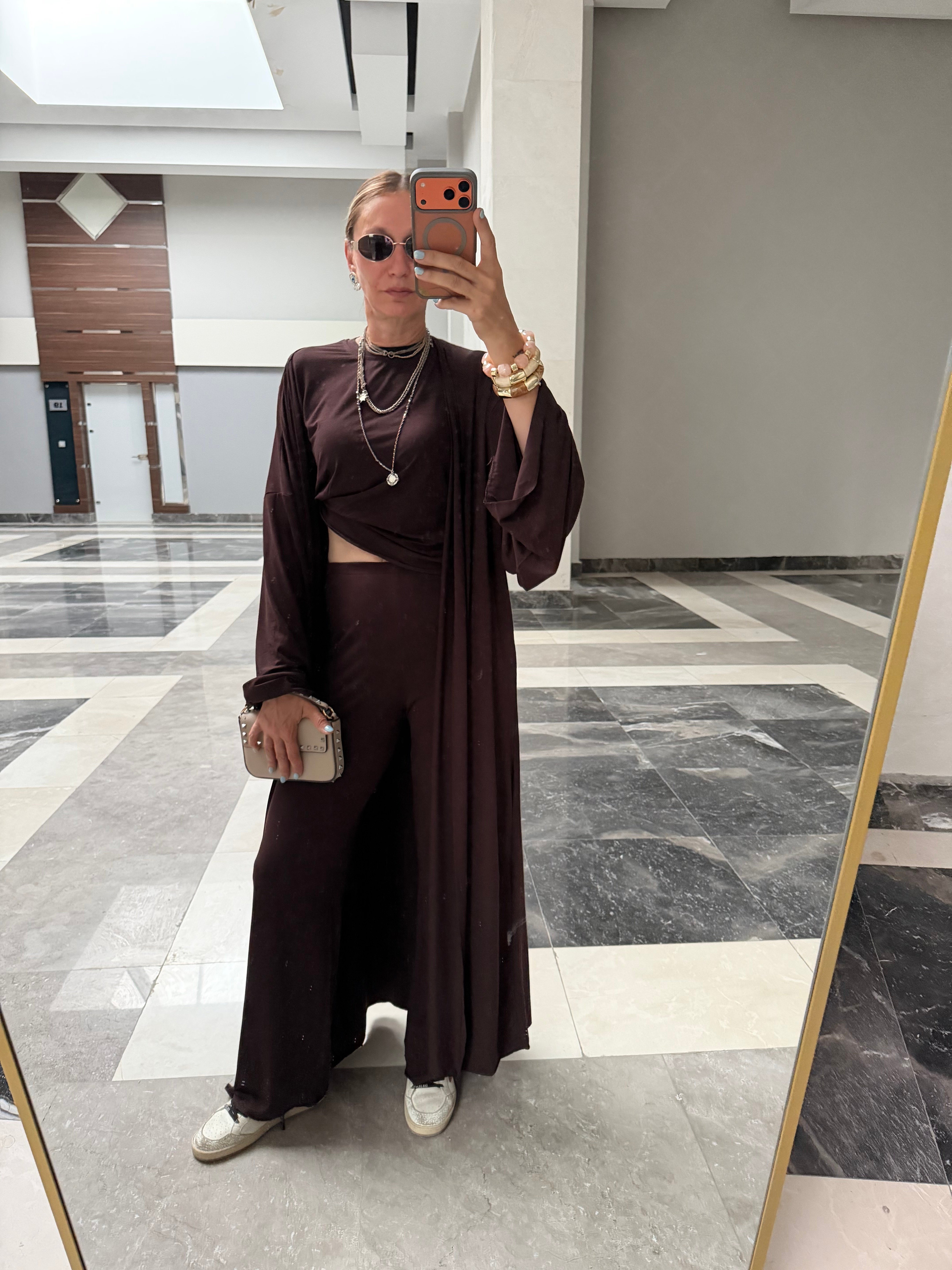 İthal Kimonulu Üçlü Acı Kahve Takım
