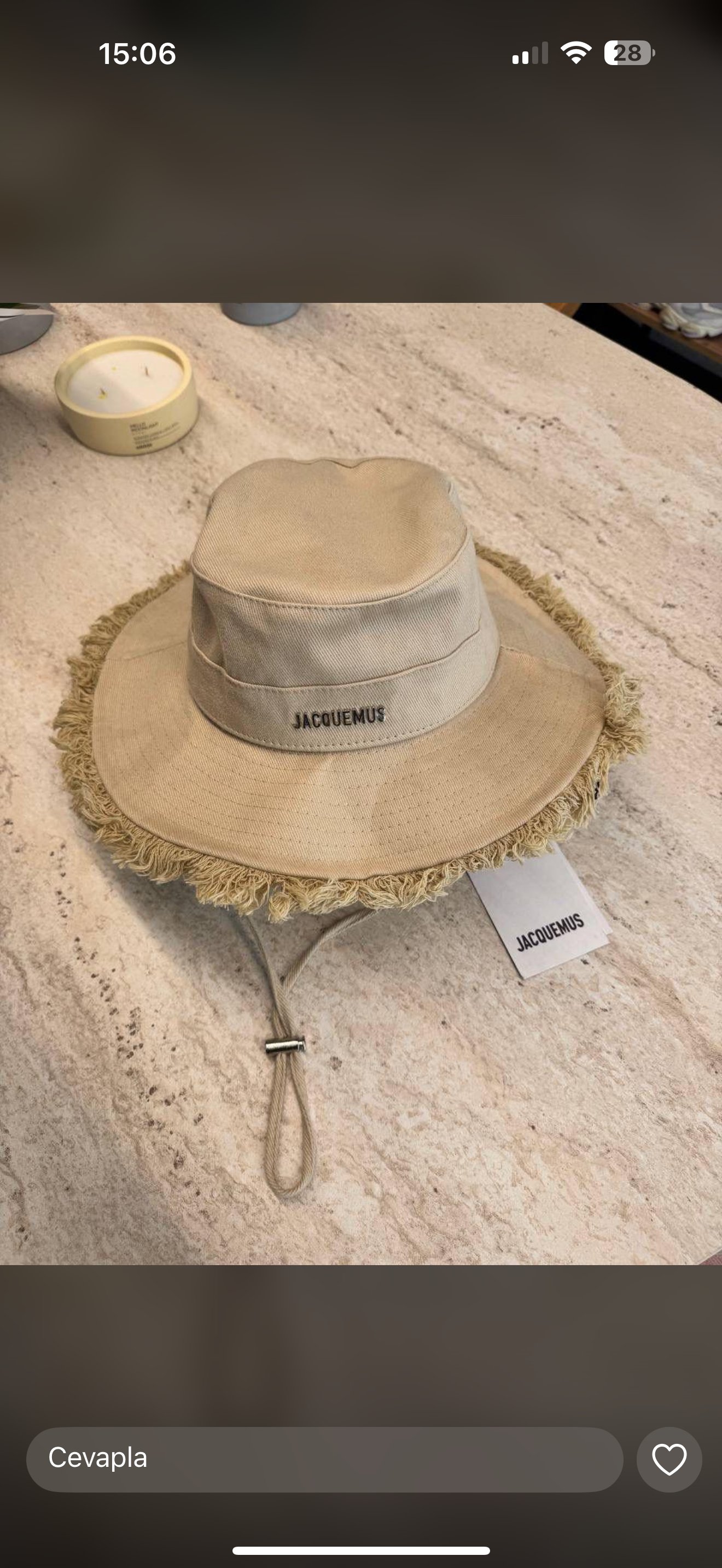 Jac Ekru Keten Çekmeli Bucket Şapka