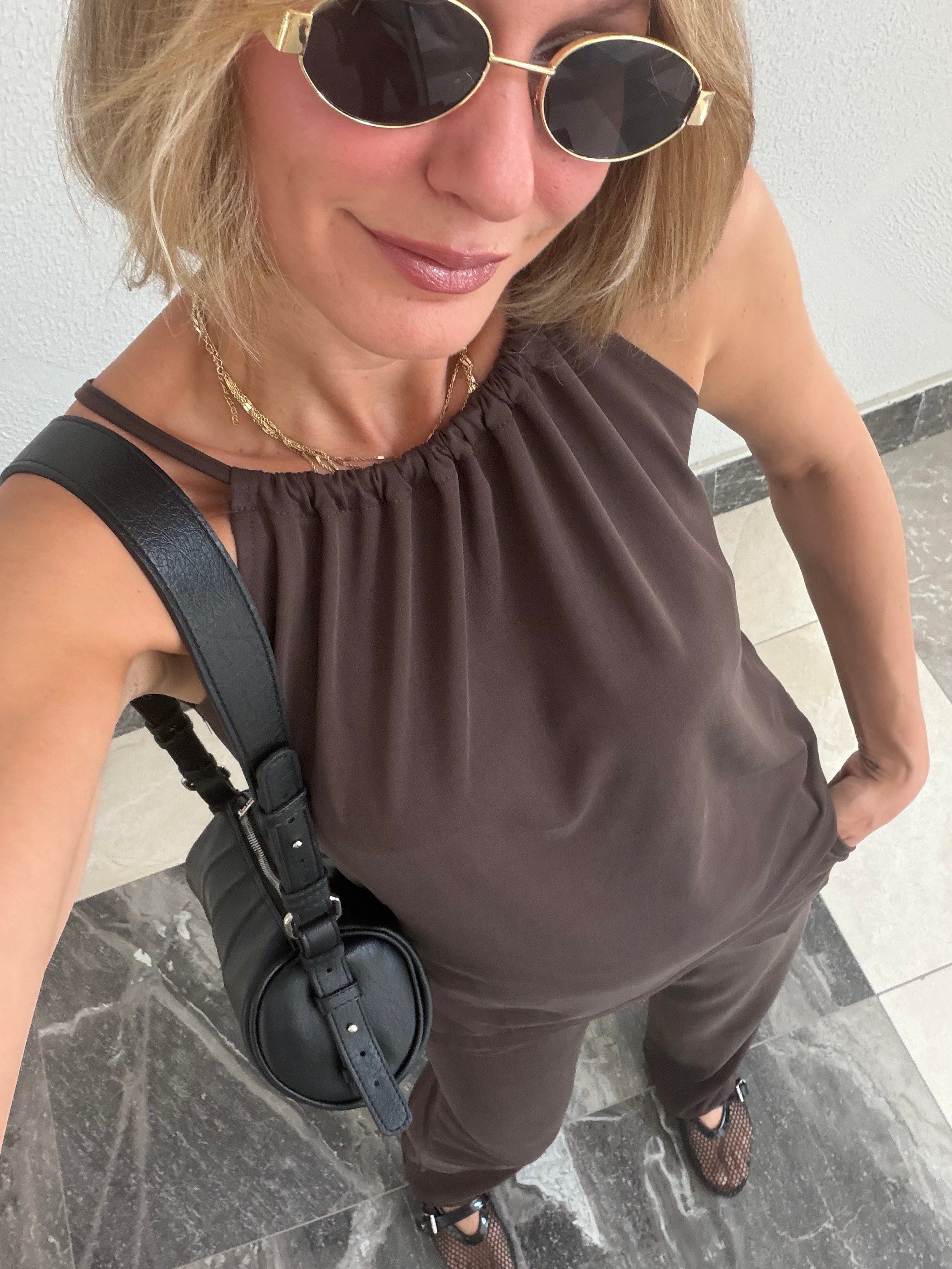 Kahve Halter Yaka Takım