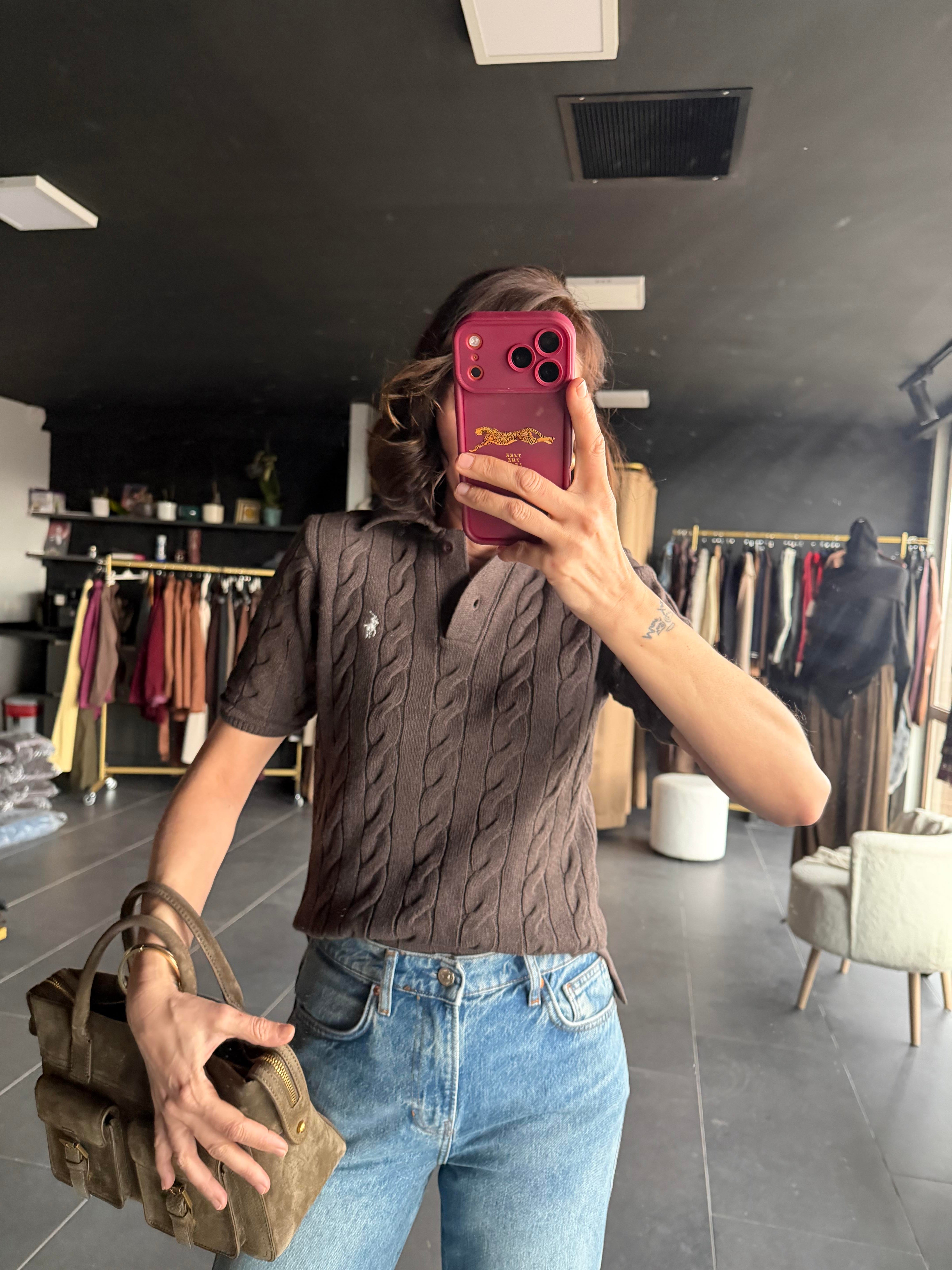 Kahve Polo Yaka Triko Tshirt