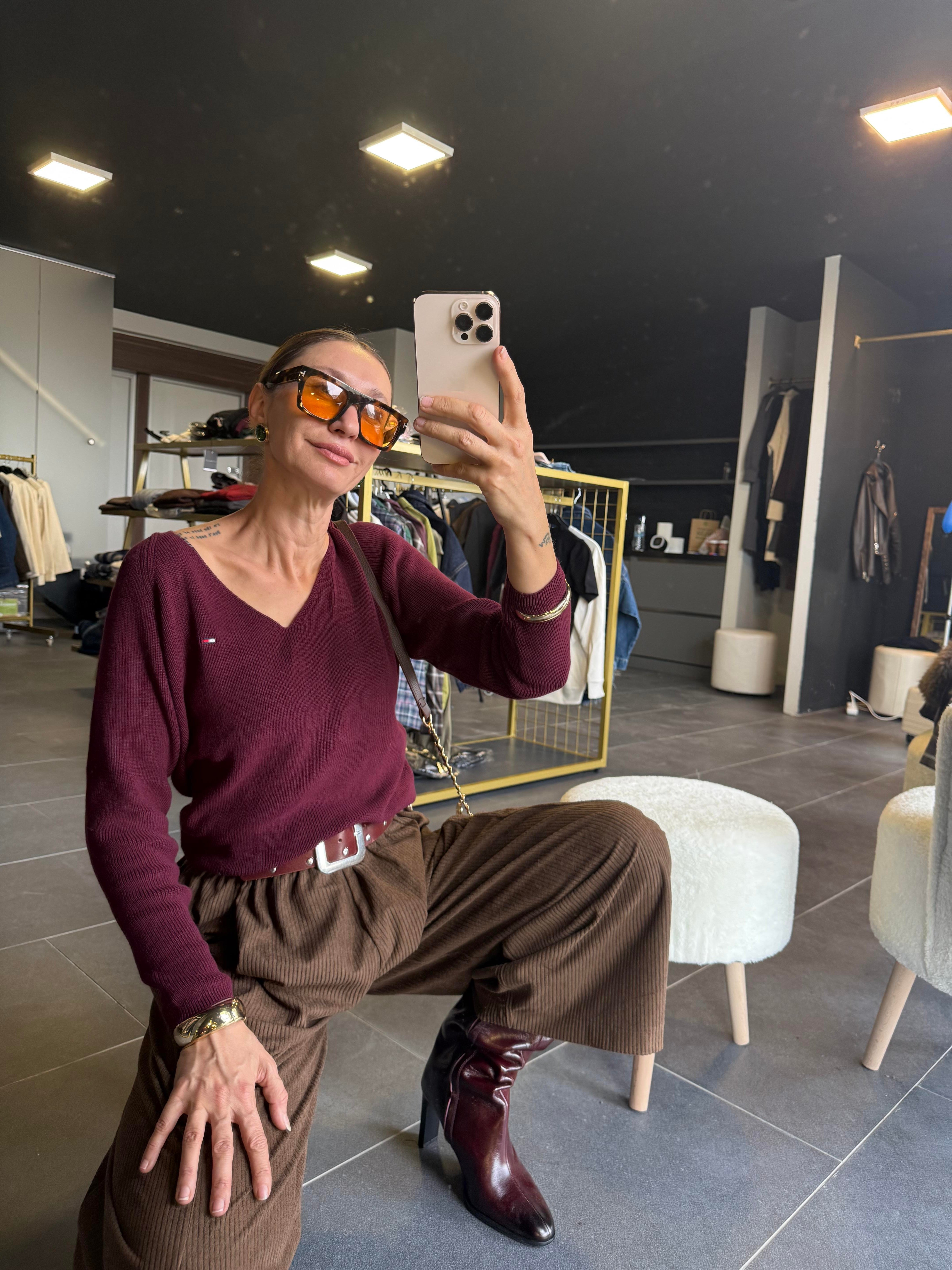 Kahve Şalvar Kadife Pantolon