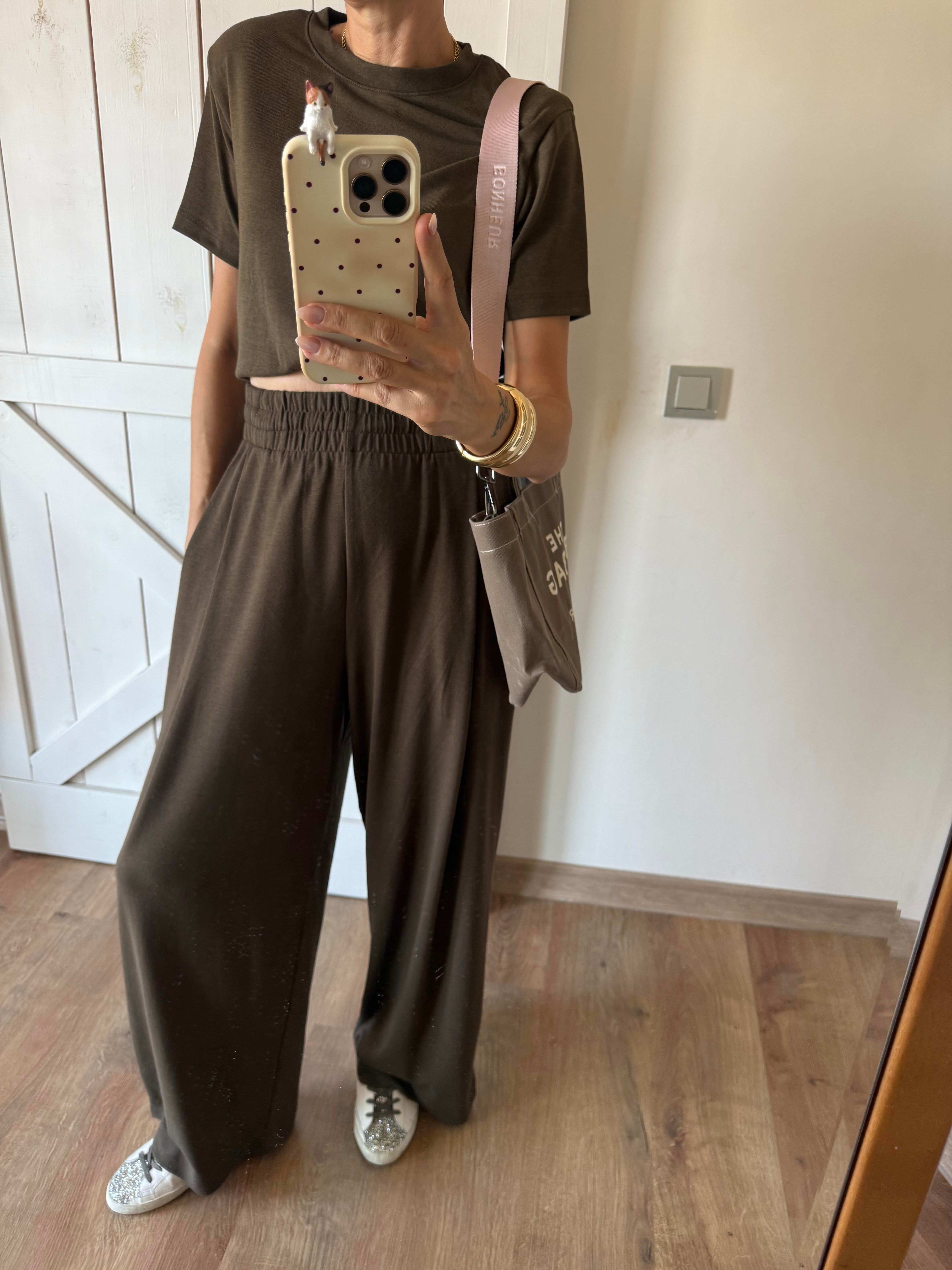 Kahve Yüksek Bel Salaş Eşofman