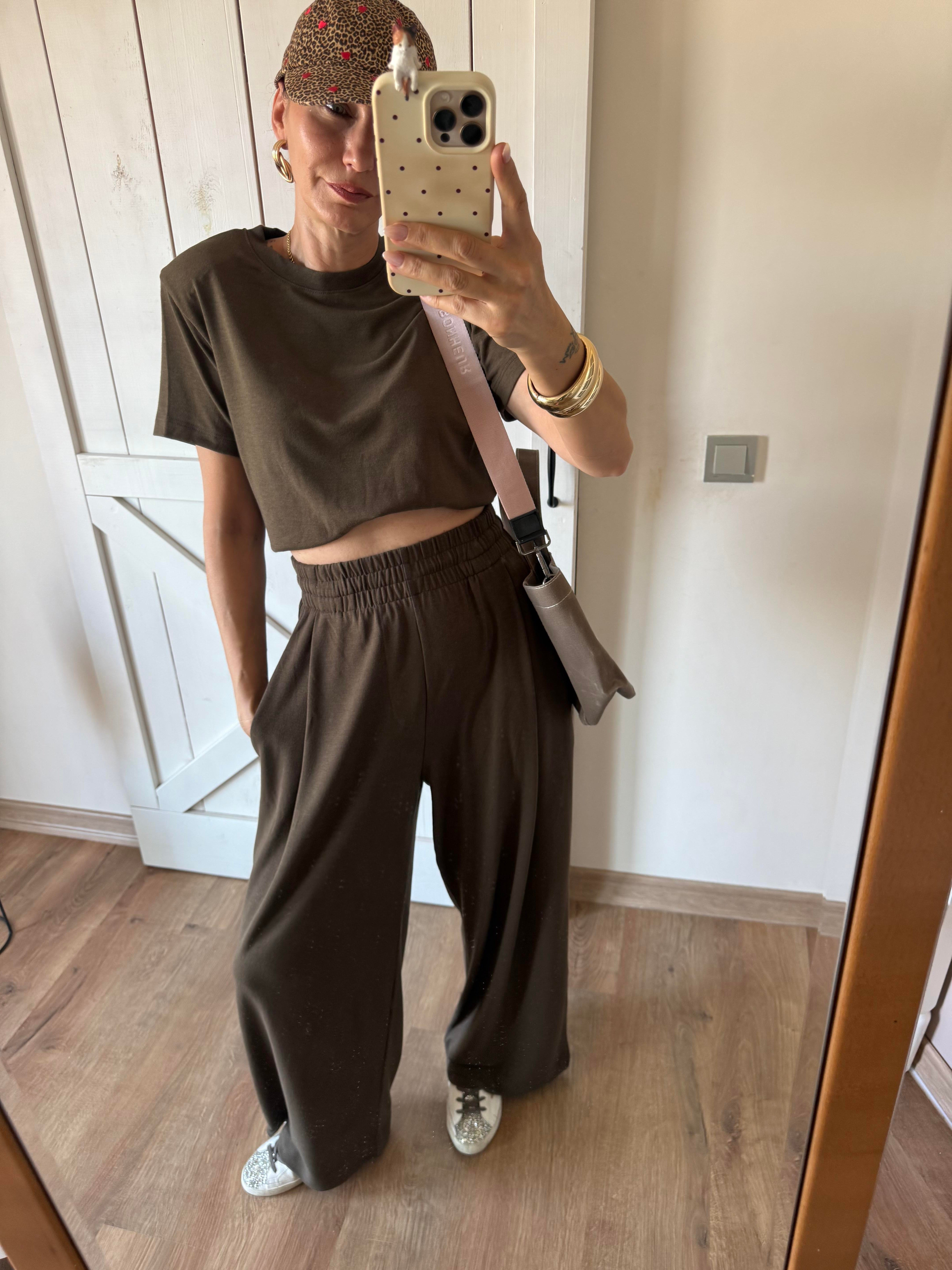 Kahve Yüksek Bel Salaş Eşofman