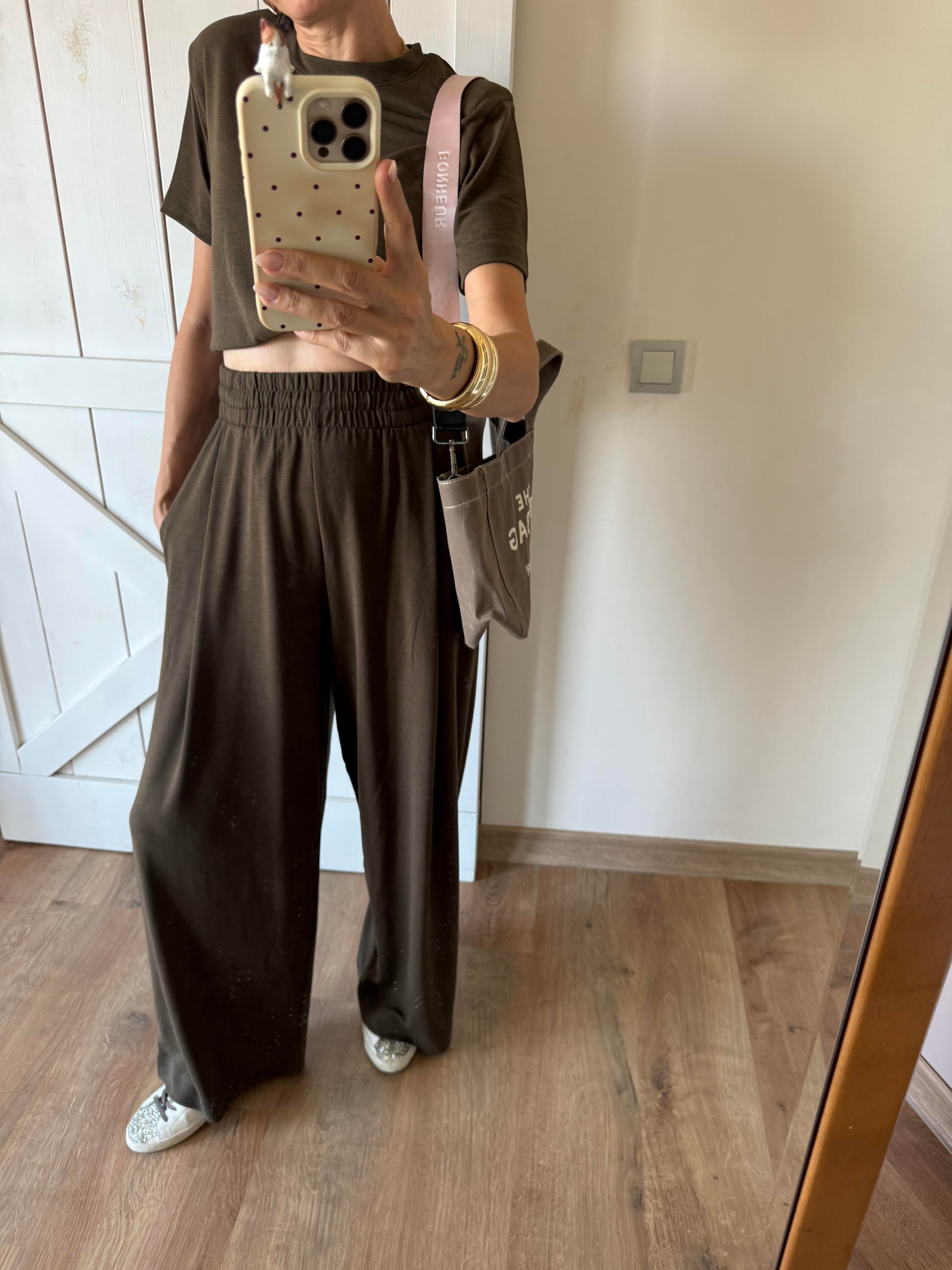 Kahve Yüksek Bel Salaş Eşofman