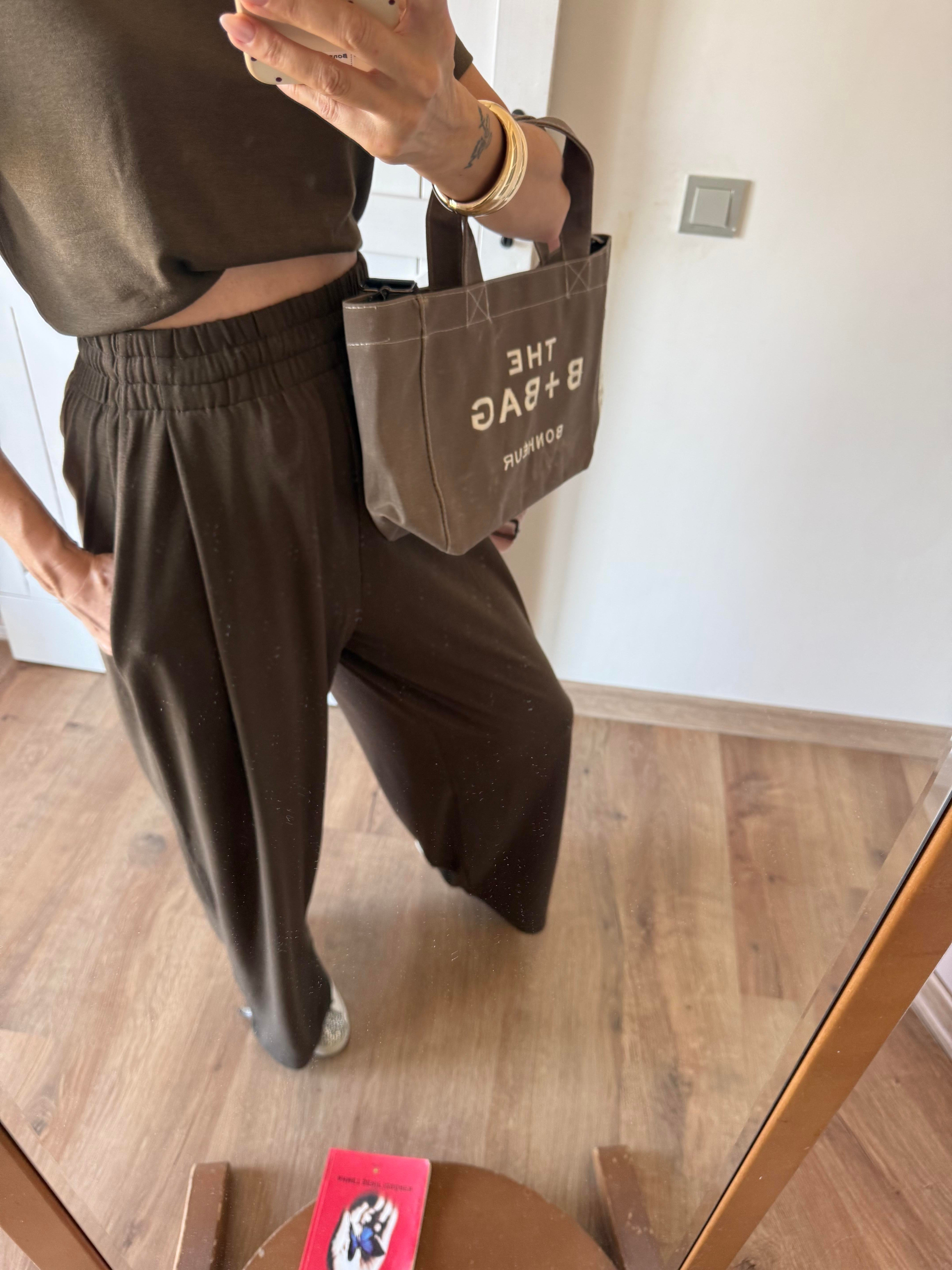 Kahve Yüksek Bel Salaş Eşofman