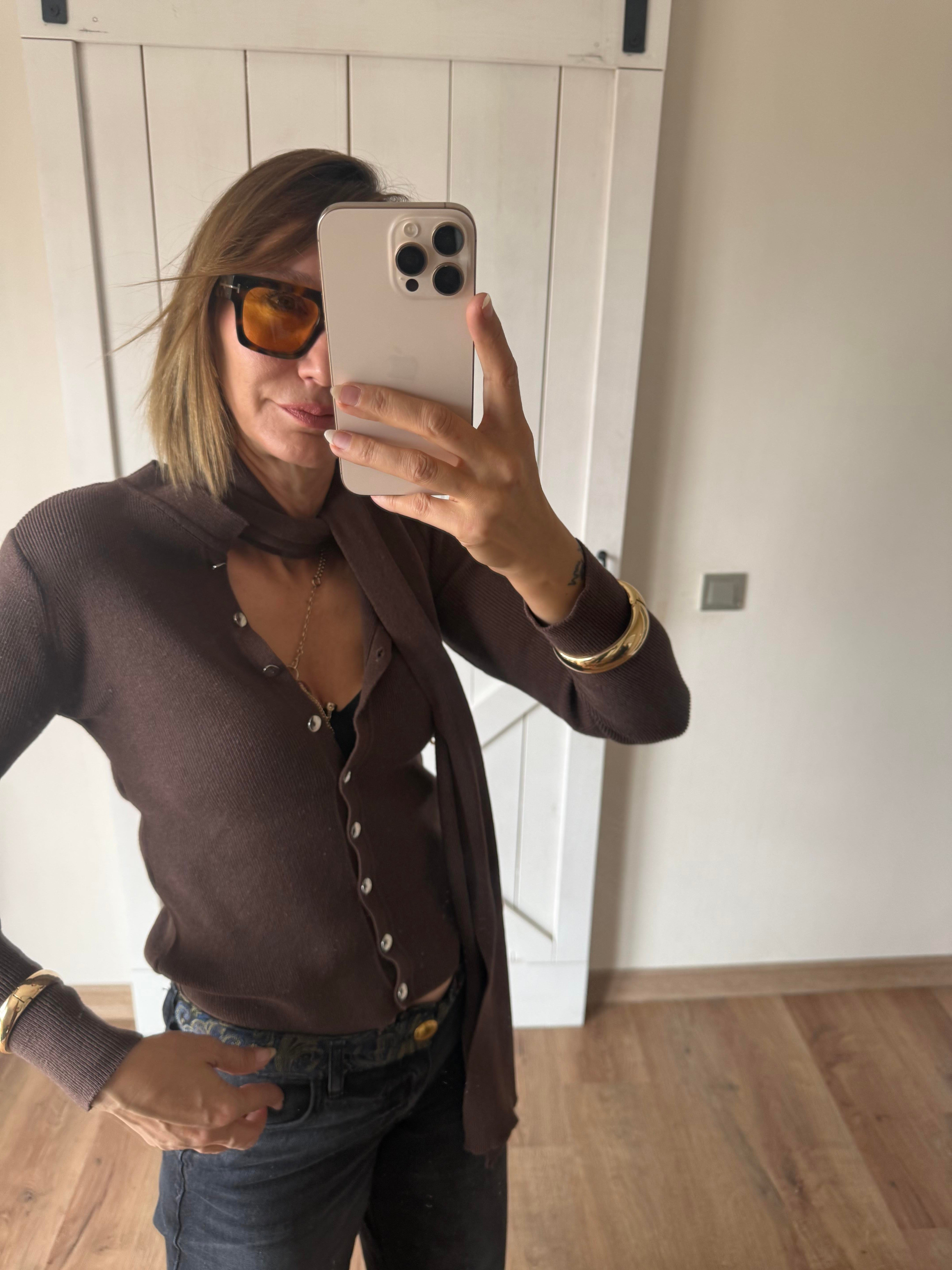 Kahverengi Atkılı Zr Hırka