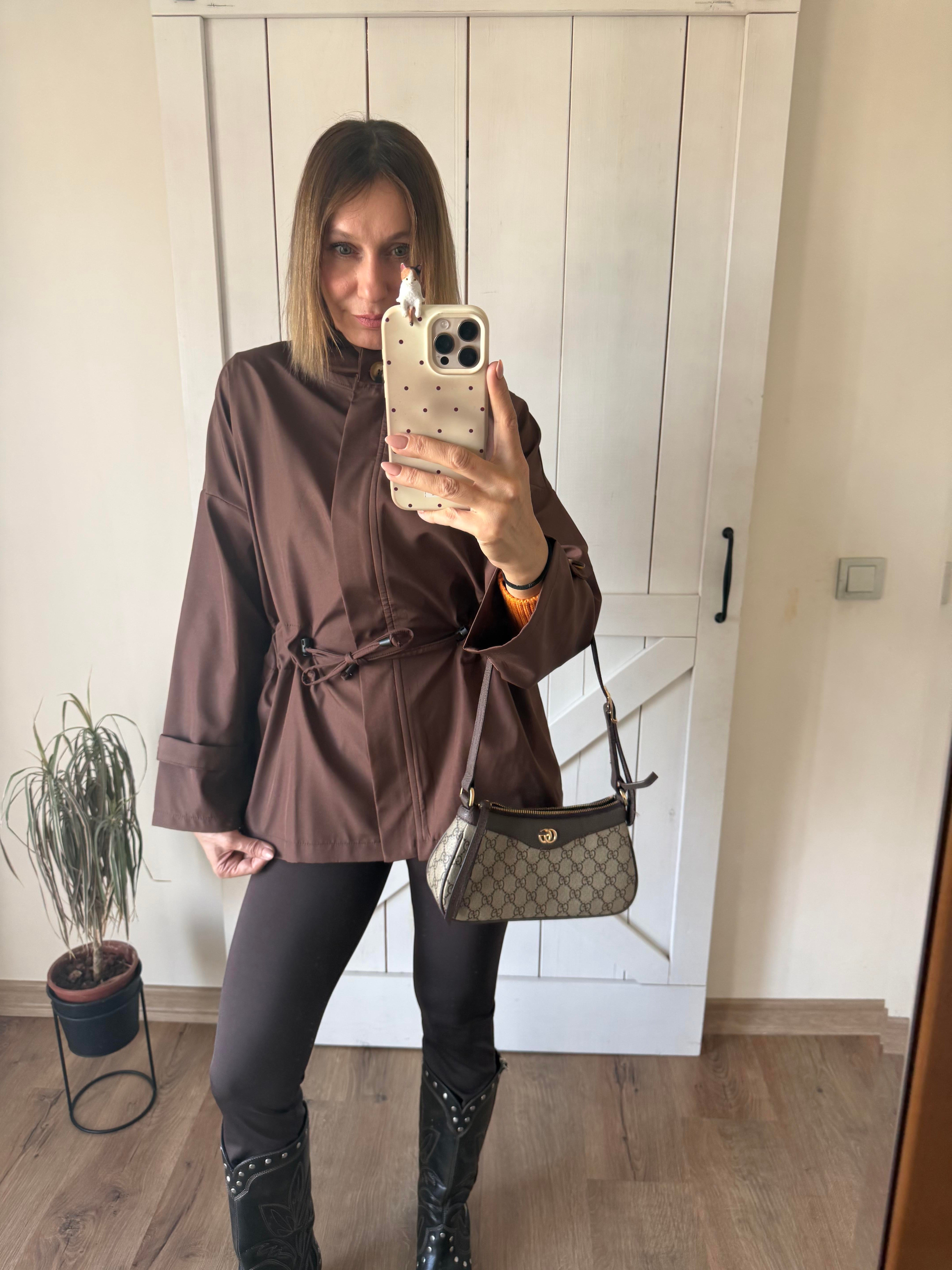 Kahverengi Beli Büzdürmeli Yağmurluk