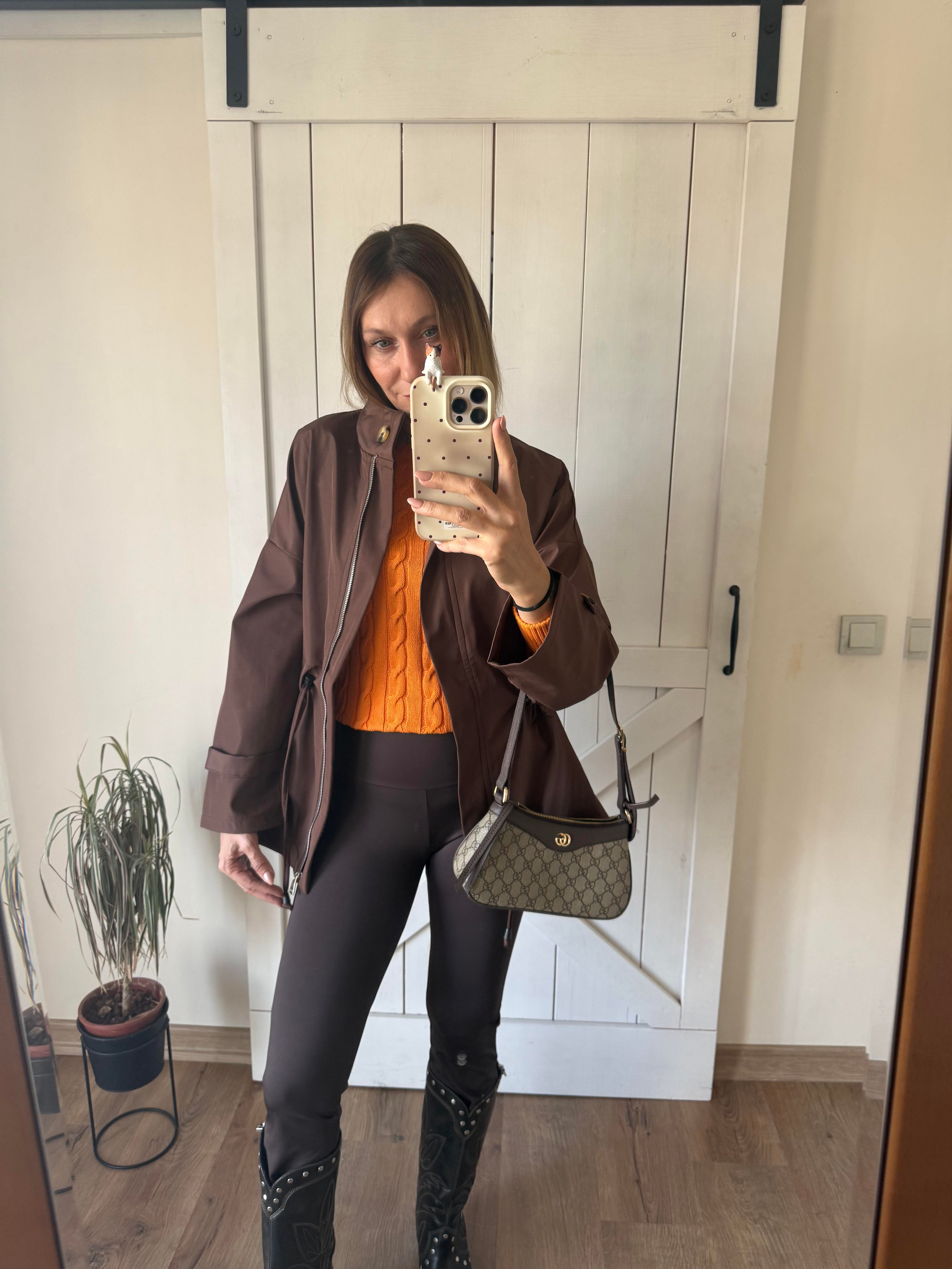 Kahverengi Beli Büzdürmeli Yağmurluk