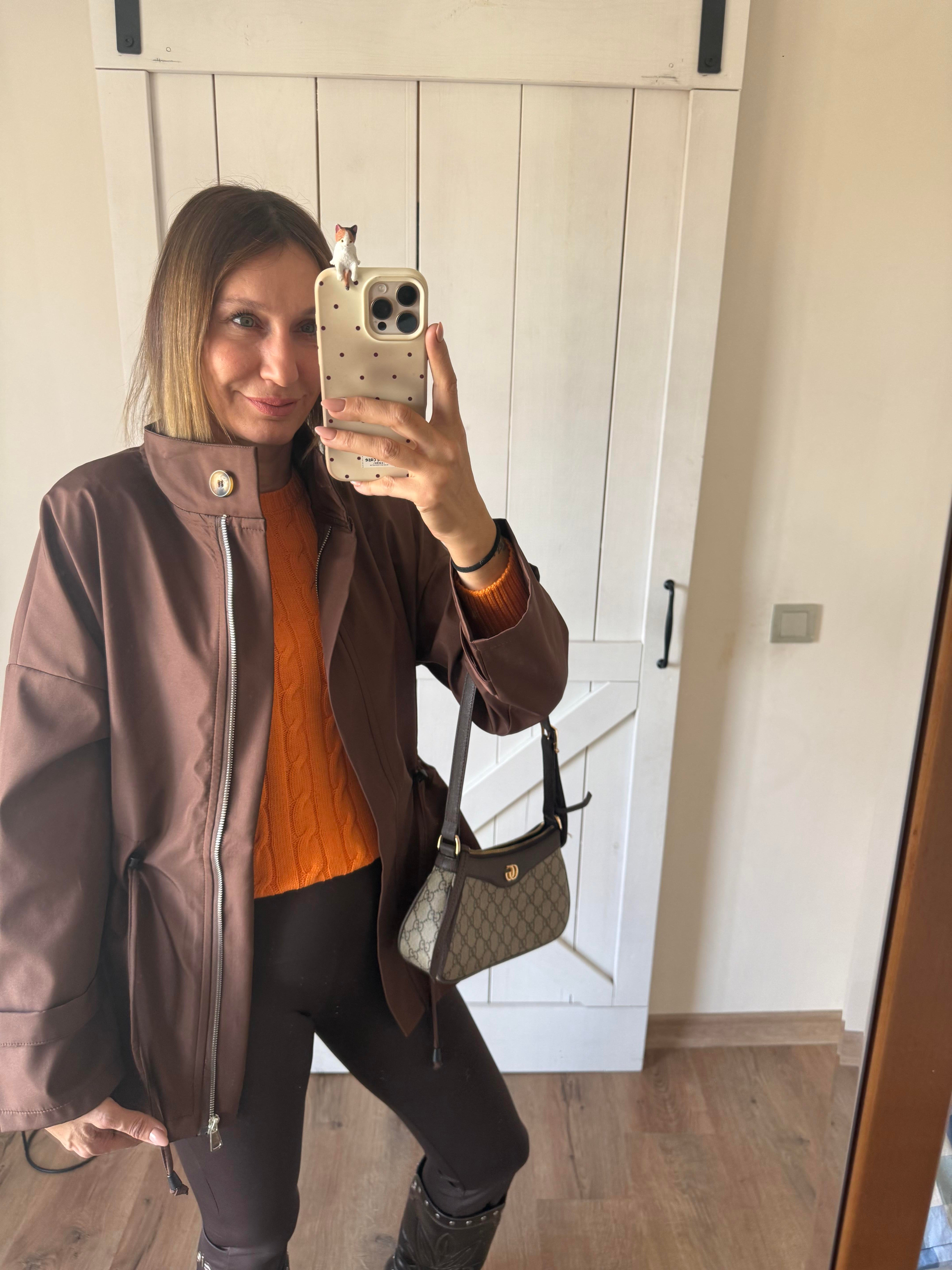 Kahverengi Beli Büzdürmeli Yağmurluk