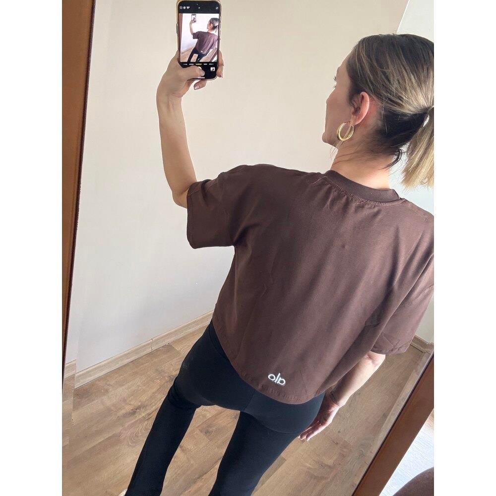 Kahverengi Nakışlı Premium Pamuklu Kumaş  Tshirt