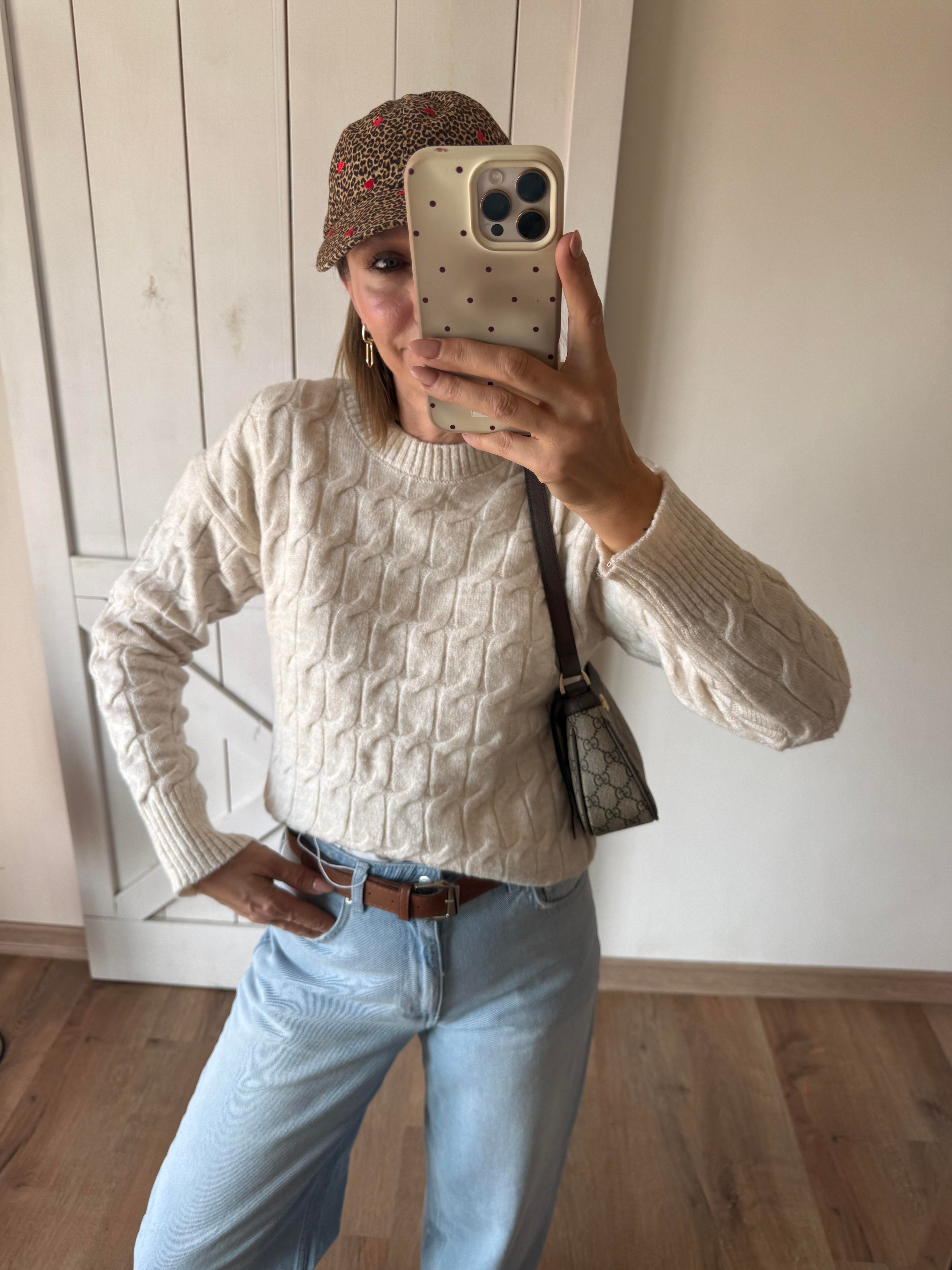 Kalın Saç Örgü Ekru Th Kazak